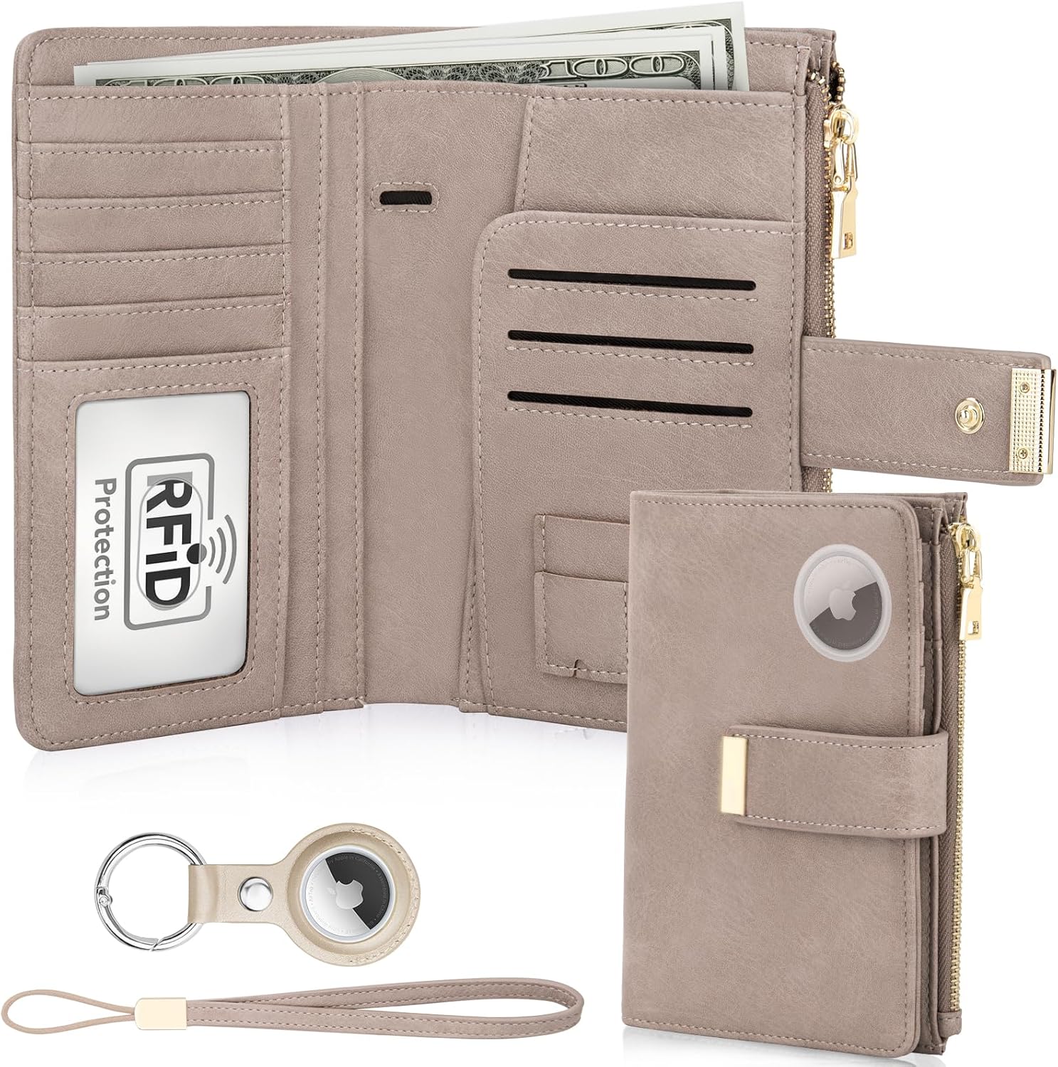 RFID Passport Holder with AirTag Slot – Leather Travel Wallet - Abbycart