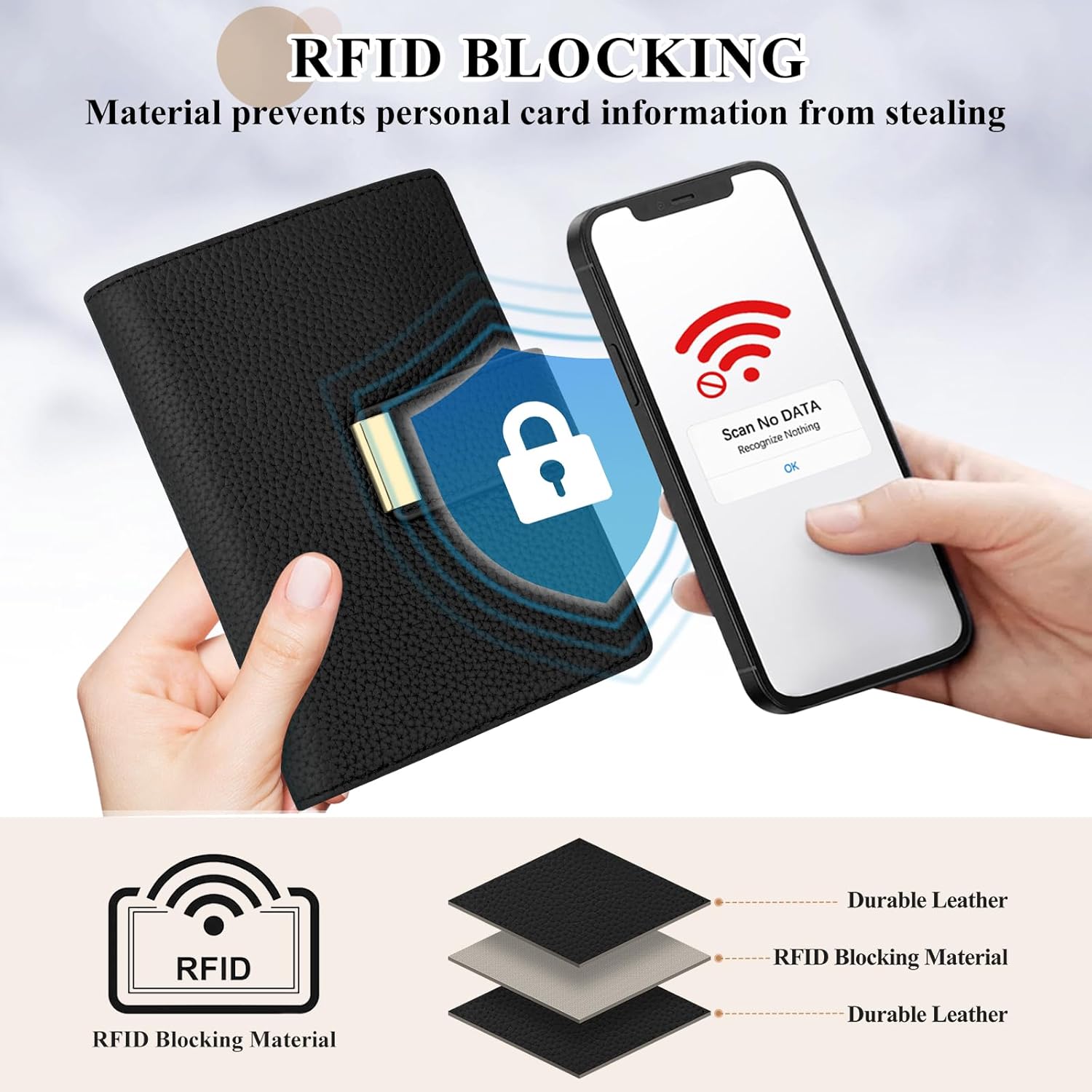 RFID Passport Holder with AirTag Slot Leather Travel Wallet