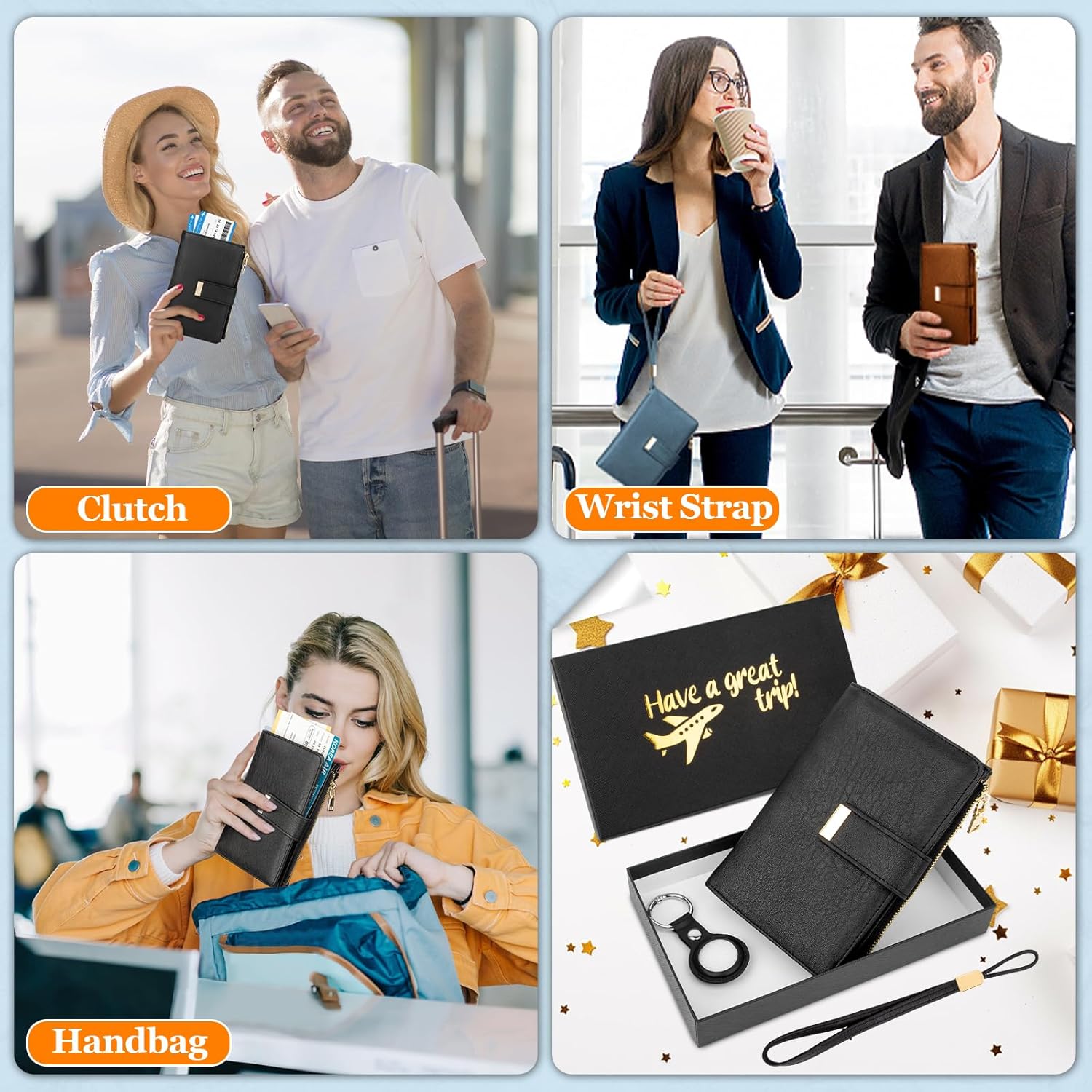 RFID Passport Holder with AirTag Slot – Leather Travel Wallet - Abbycart