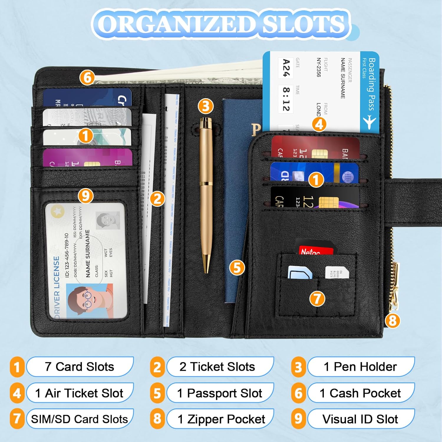 RFID Passport Holder with AirTag Slot – Leather Travel Wallet - Abbycart