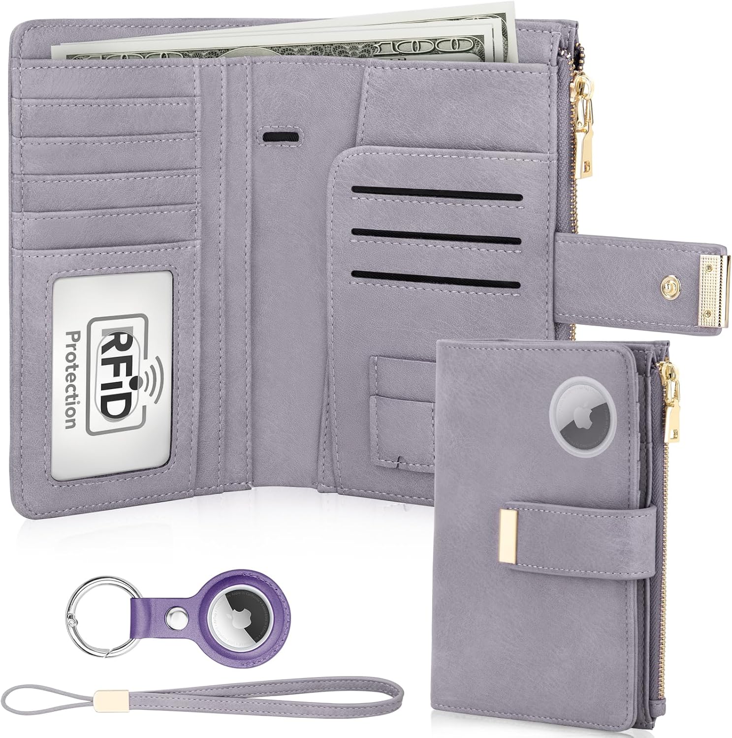 RFID Passport Holder with AirTag Slot – Leather Travel Wallet - Abbycart
