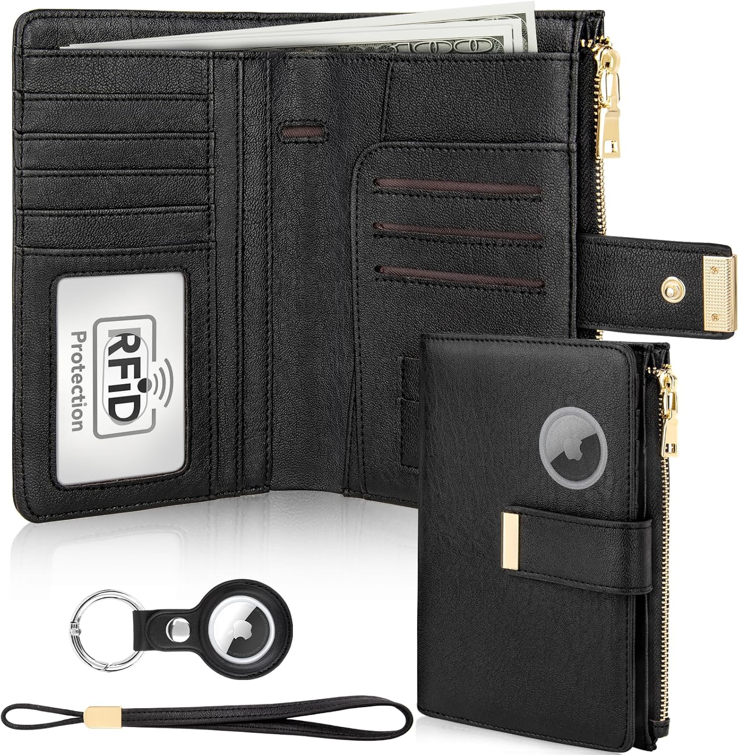 RFID Passport Holder with AirTag Slot – Leather Travel Wallet - Abbycart