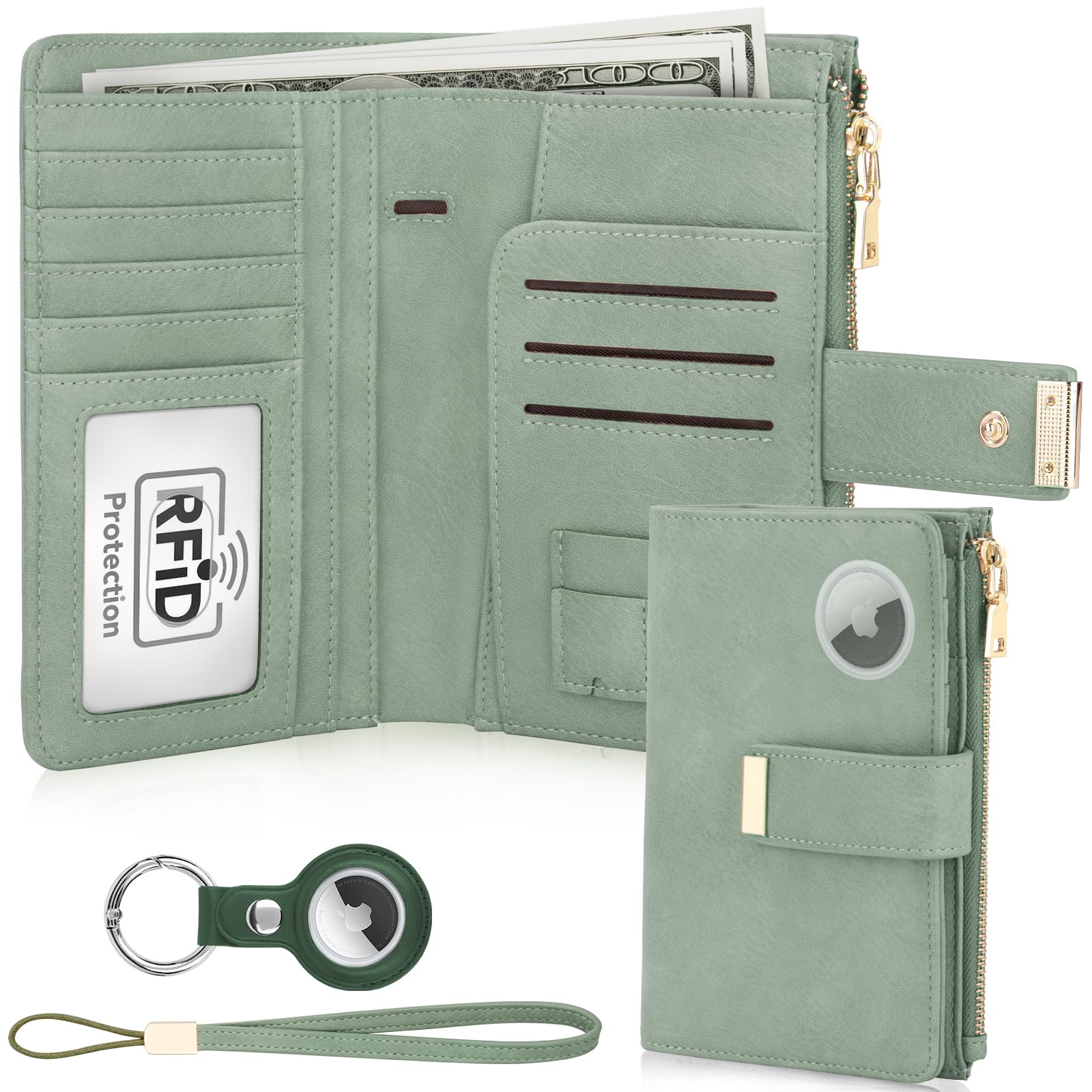 RFID Passport Holder with AirTag Slot – Leather Travel Wallet - Abbycart