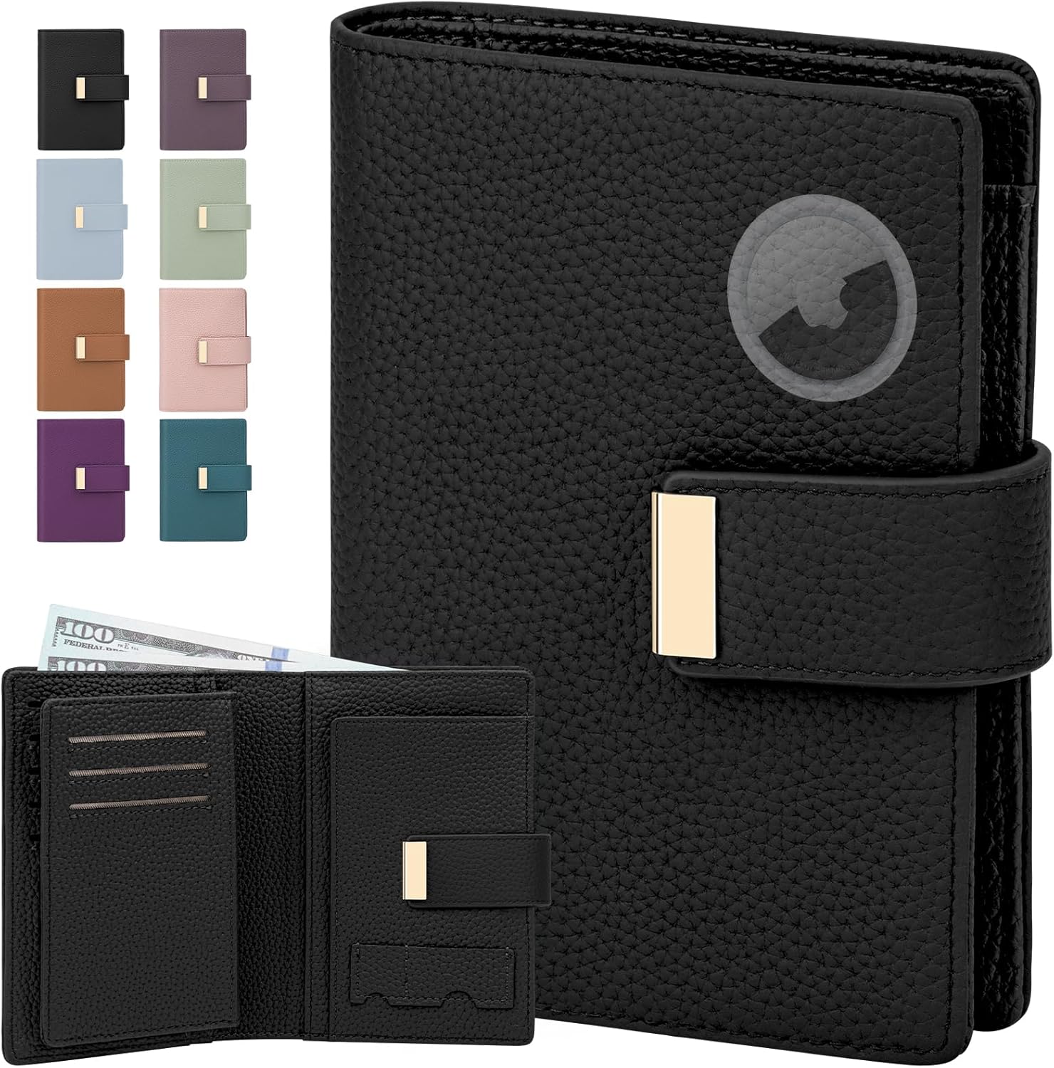 RFID Passport Holder with AirTag Slot Leather Travel Wallet