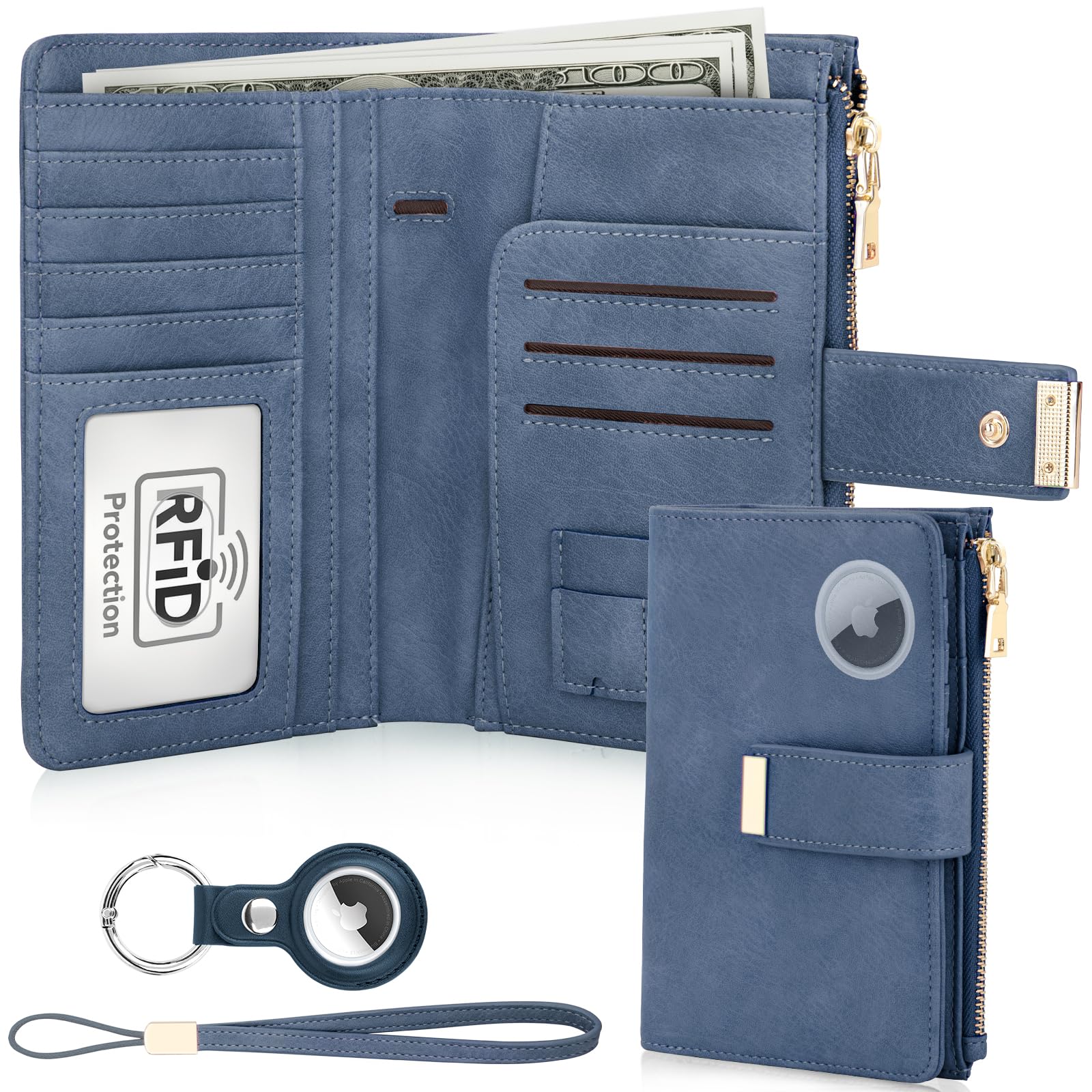 RFID Passport Holder with AirTag Slot – Leather Travel Wallet - Abbycart
