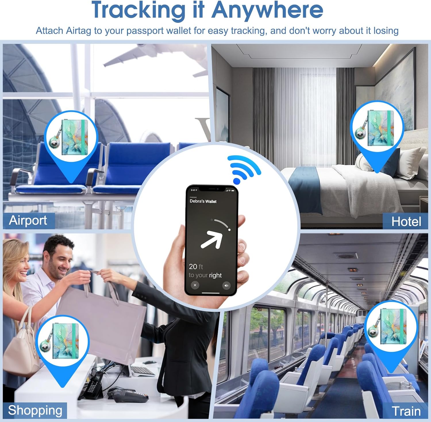 RFID Passport Holder with AirTag Slot – Slim Travel Wallet - Abbycart