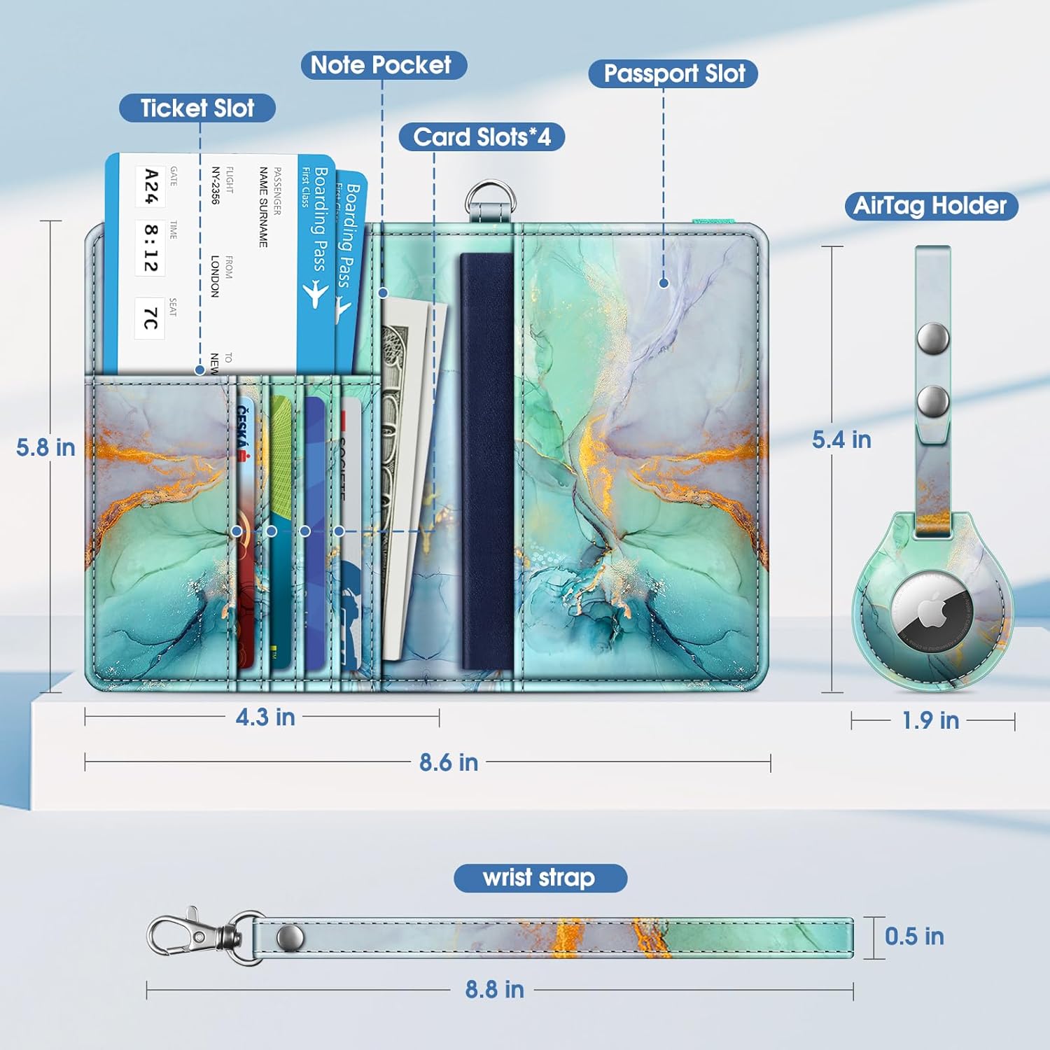 RFID Passport Holder with AirTag Slot – Slim Travel Wallet - Abbycart