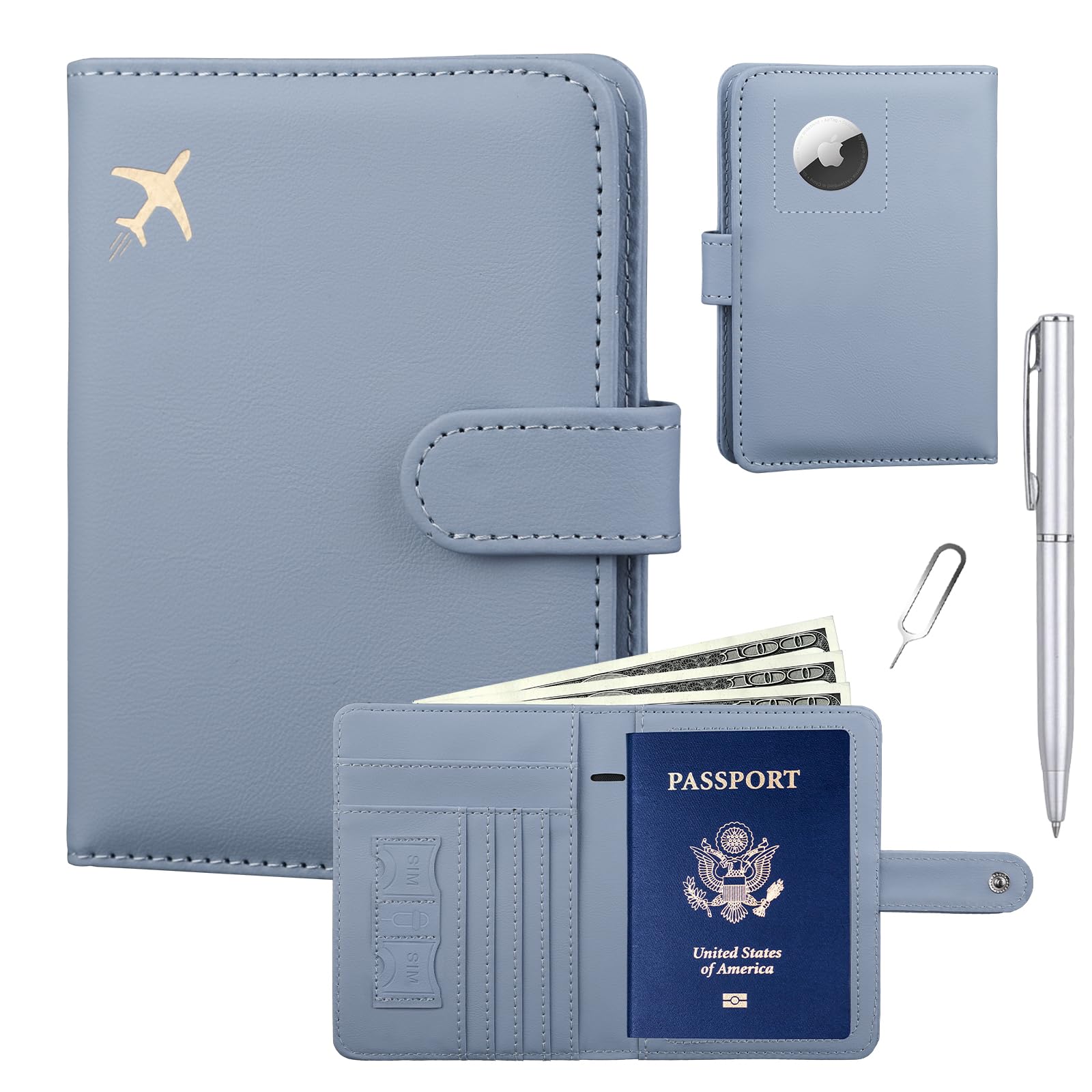 RFID Passport Holder with AirTag Slot | Travel Wallet - Abbycart