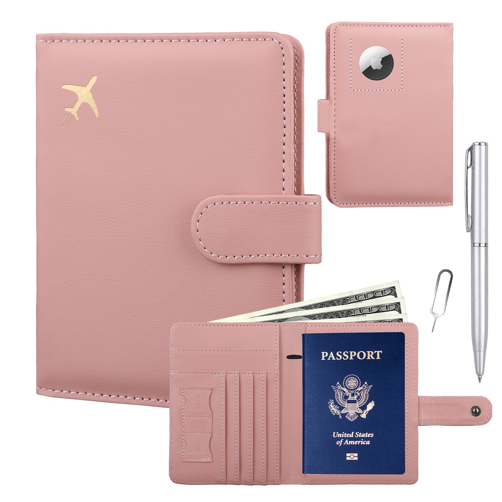 RFID Passport Holder with AirTag Slot | Travel Wallet - Abbycart