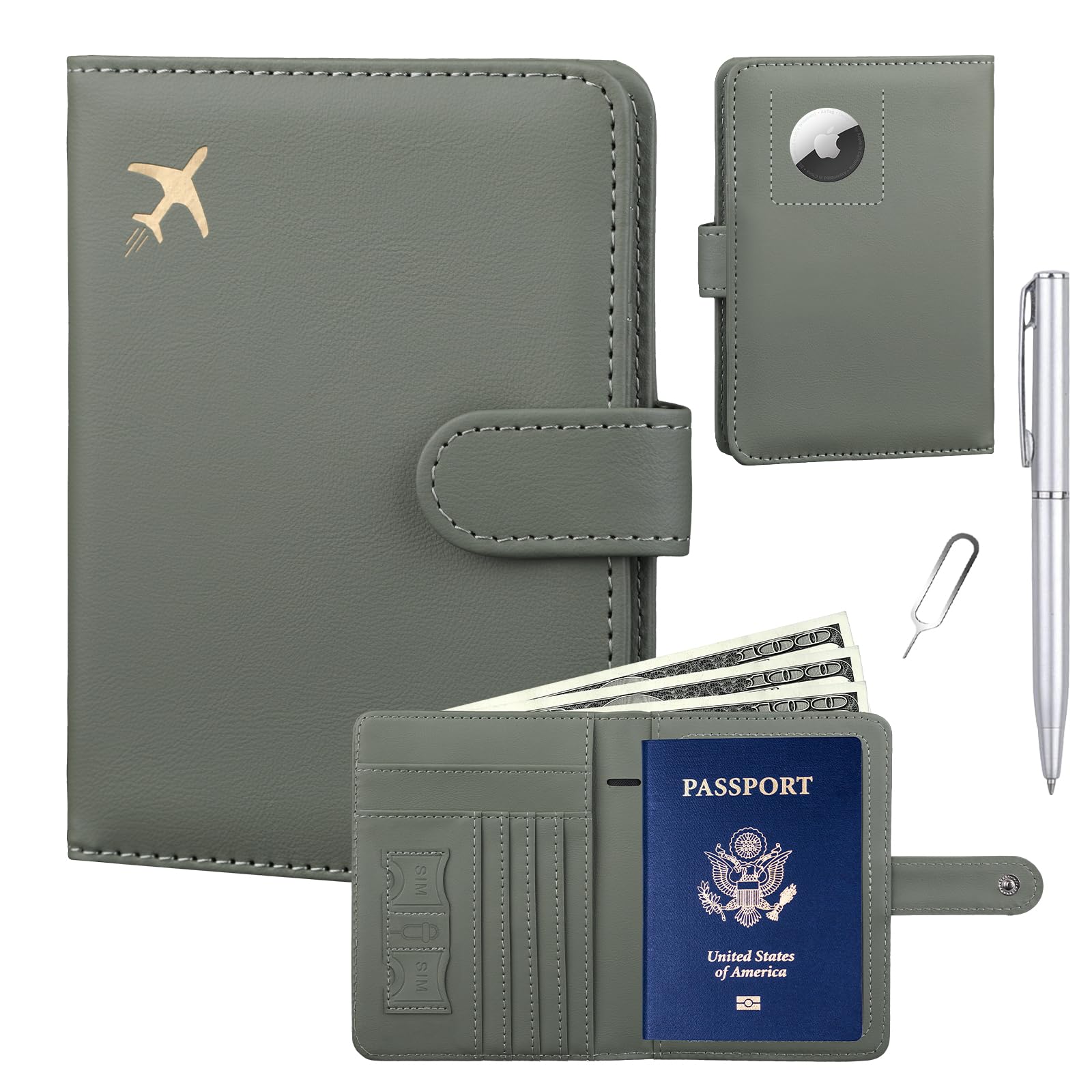 RFID Passport Holder with AirTag Slot | Travel Wallet - Abbycart