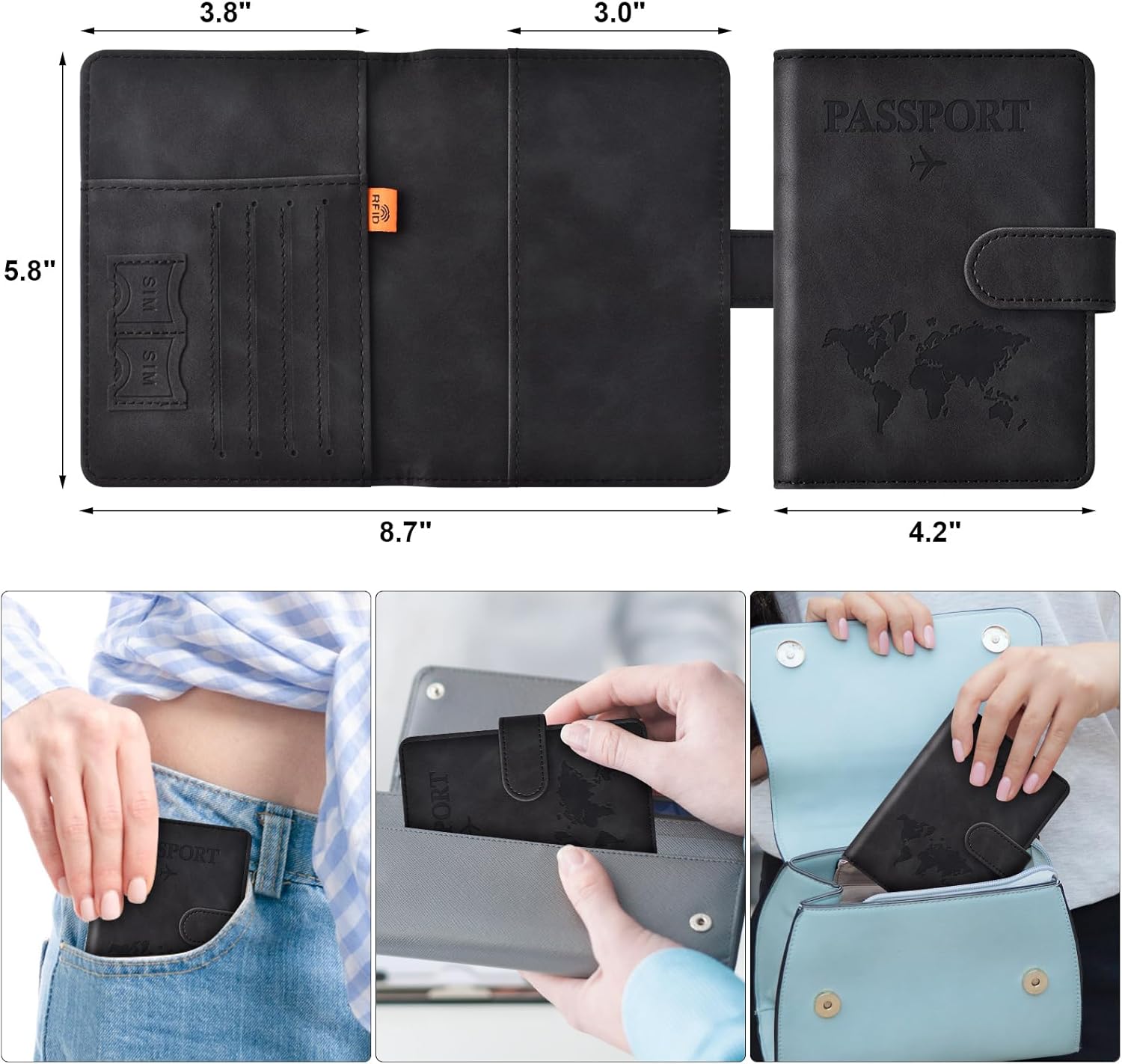 RFID Passport Holder with Magnetic Closure & Card Slots - Abbycart