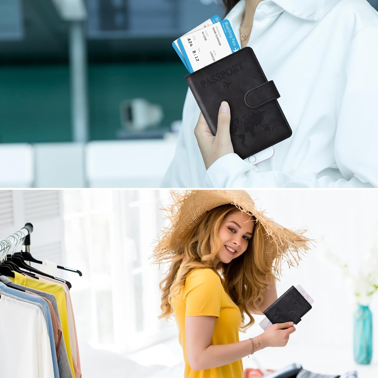 RFID Passport Holder with Magnetic Closure & Card Slots - Abbycart