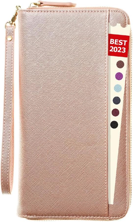 RFID Passport Wallet with AirTag Holder, Family Travel Organizer