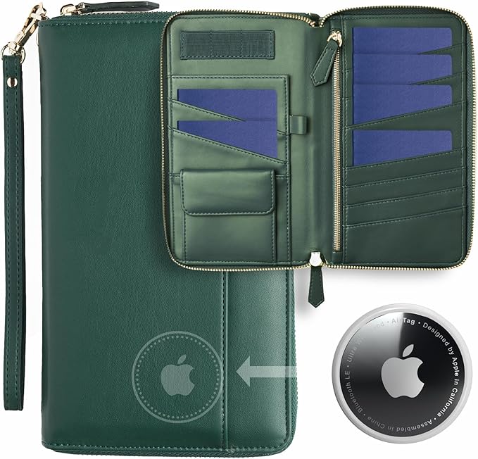 RFID Passport Wallet with AirTag Holder, Family Travel Organizer