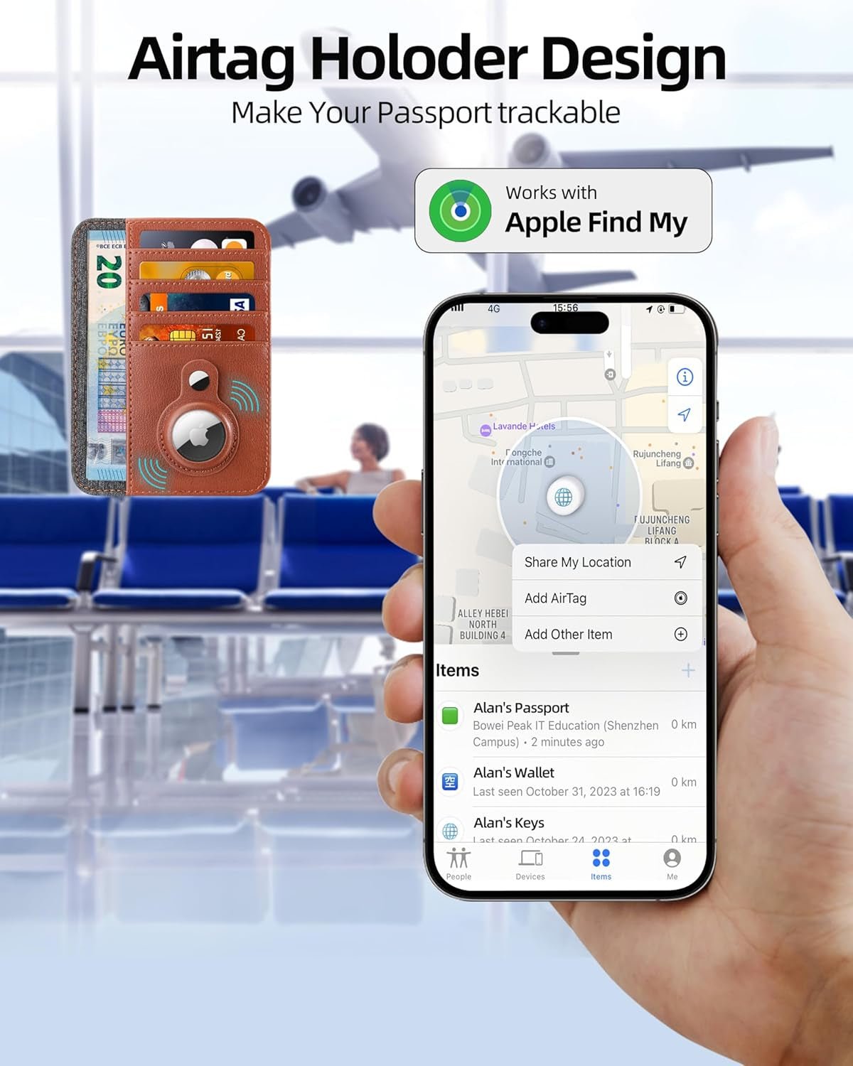 RFID Passport Wallet with AirTag Holder | Minimalist Travel Accessory - Abbycart