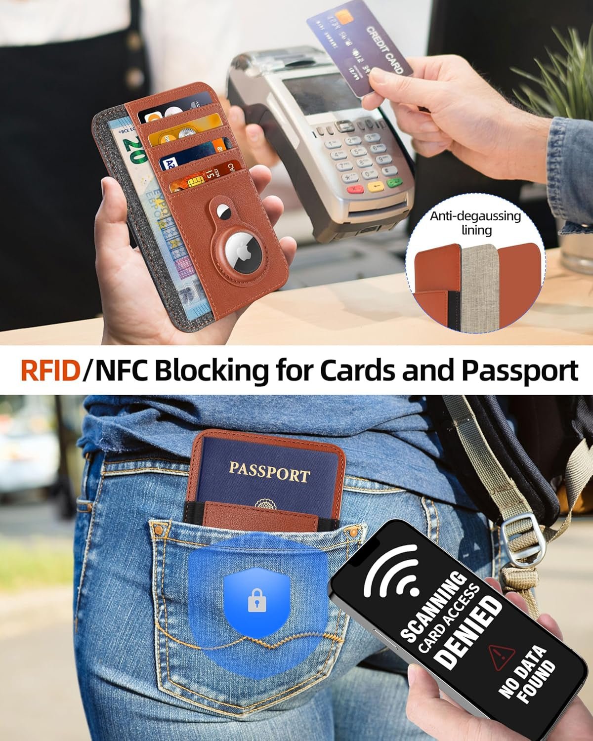 RFID Passport Wallet with AirTag Holder | Minimalist Travel Accessory - Abbycart