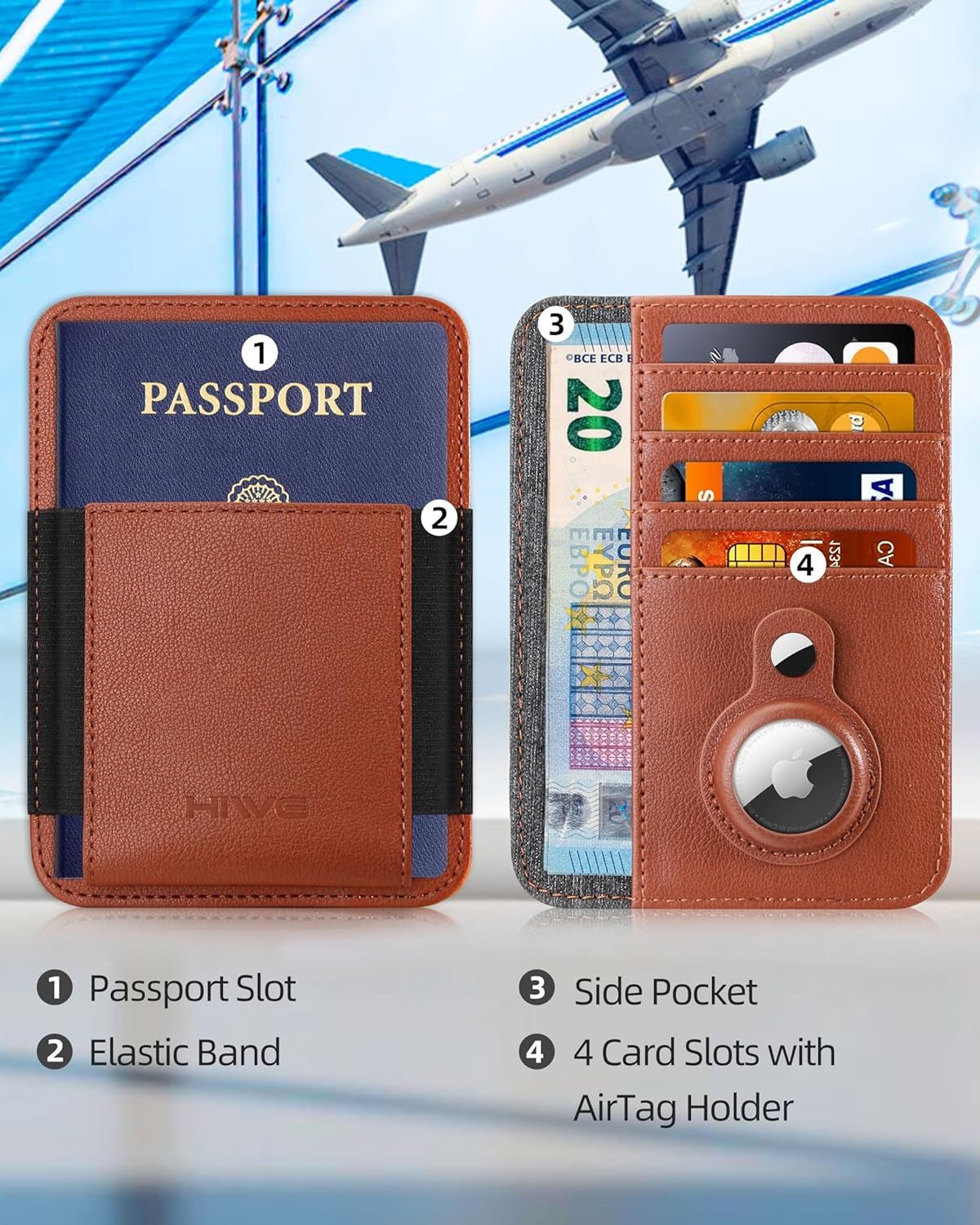 RFID Passport Wallet with AirTag Holder | Minimalist Travel Accessory - Abbycart