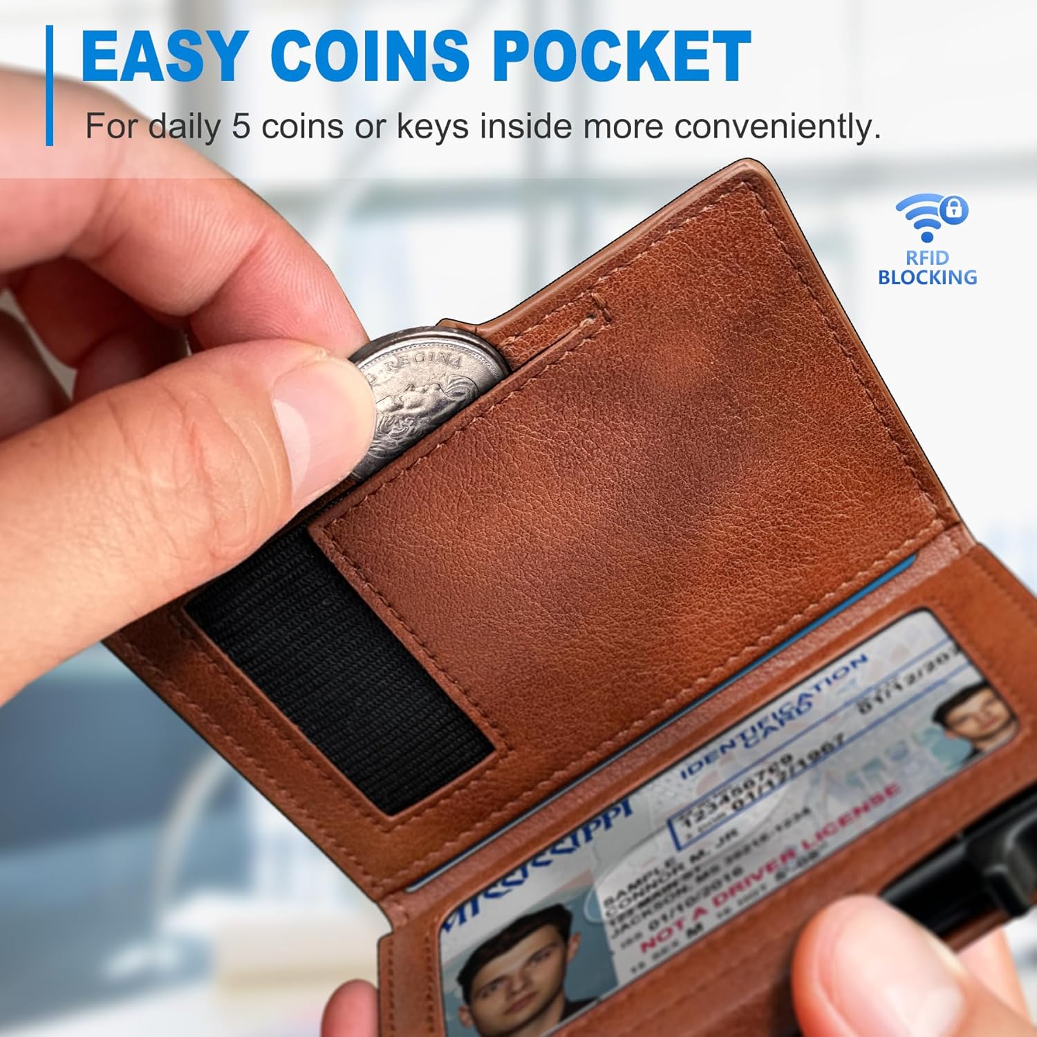 RFID Slim Wallet for Men with Pop - Up Card Holder & Coin Slot - Abbycart