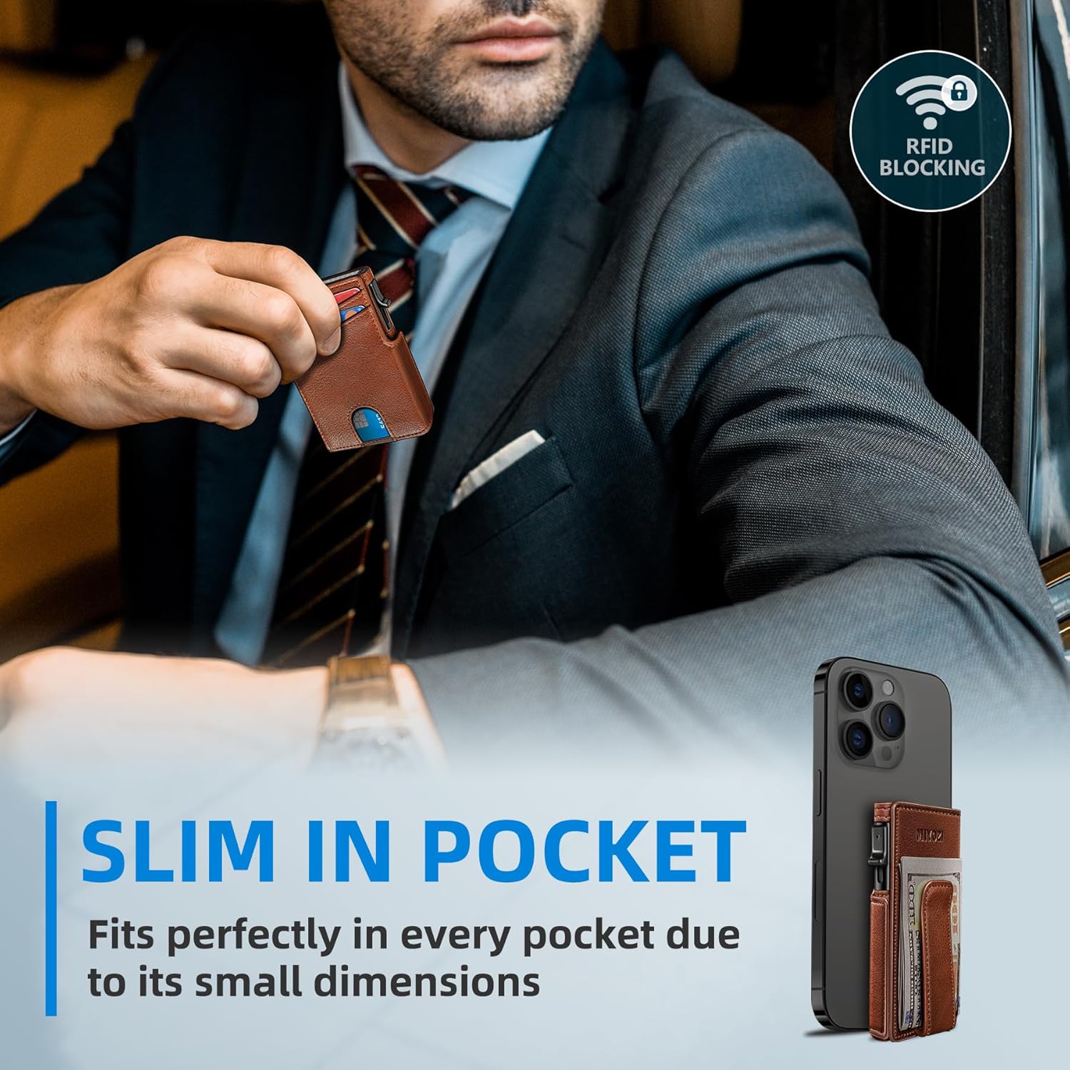 RFID Slim Wallet for Men with Pop - Up Card Holder & Coin Slot - Abbycart