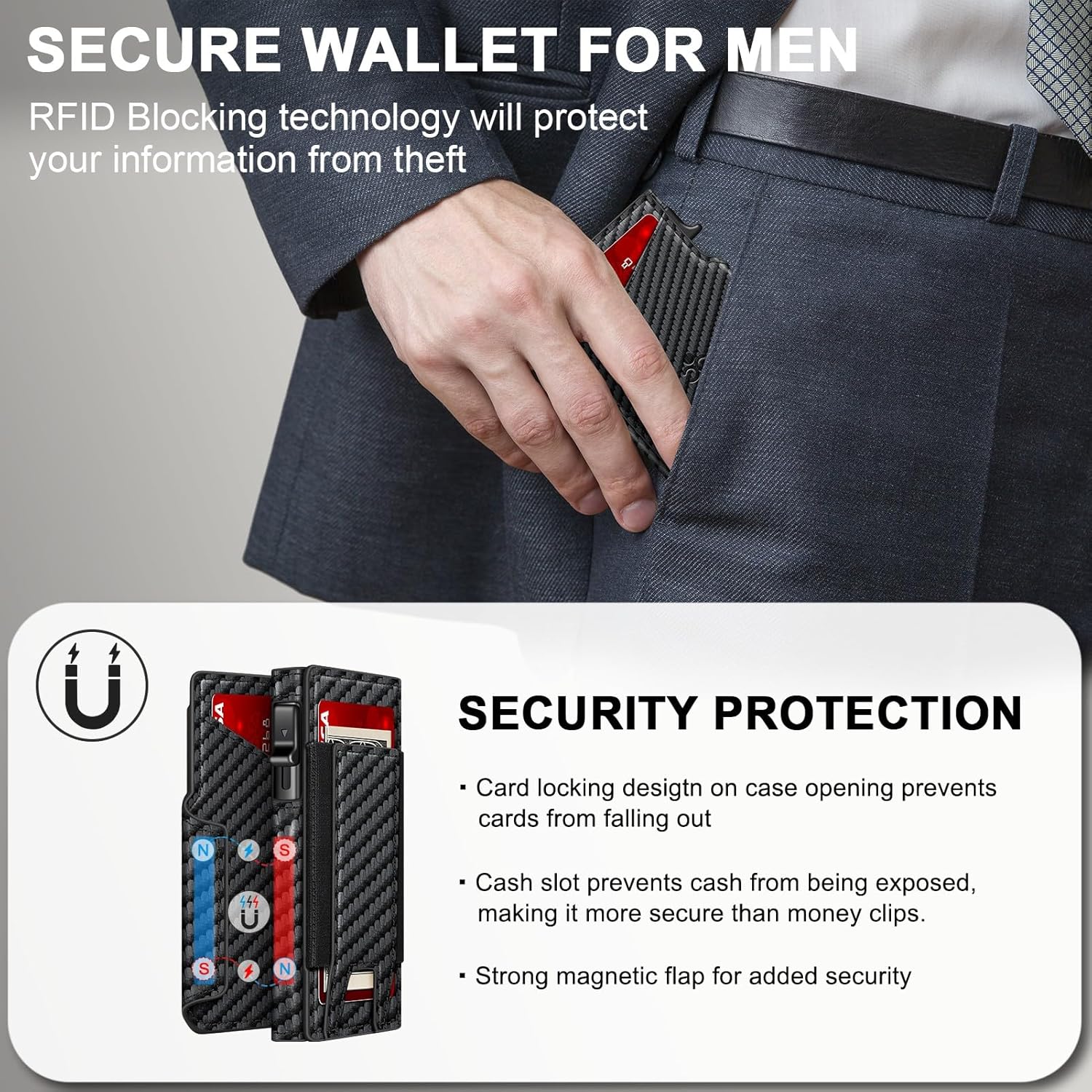 RFID Slim Wallet for Men with Pop - Up Card Holder & ID Slot - Abbycart