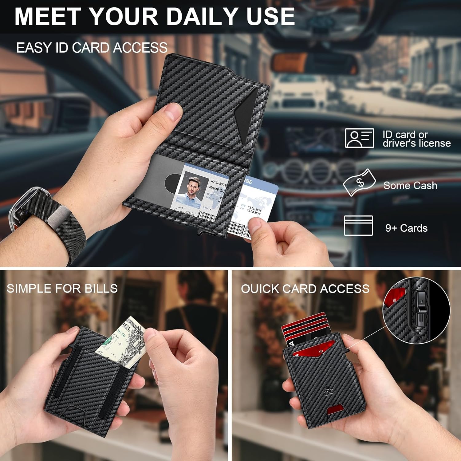 RFID Slim Wallet for Men with Pop - Up Card Holder & ID Slot - Abbycart