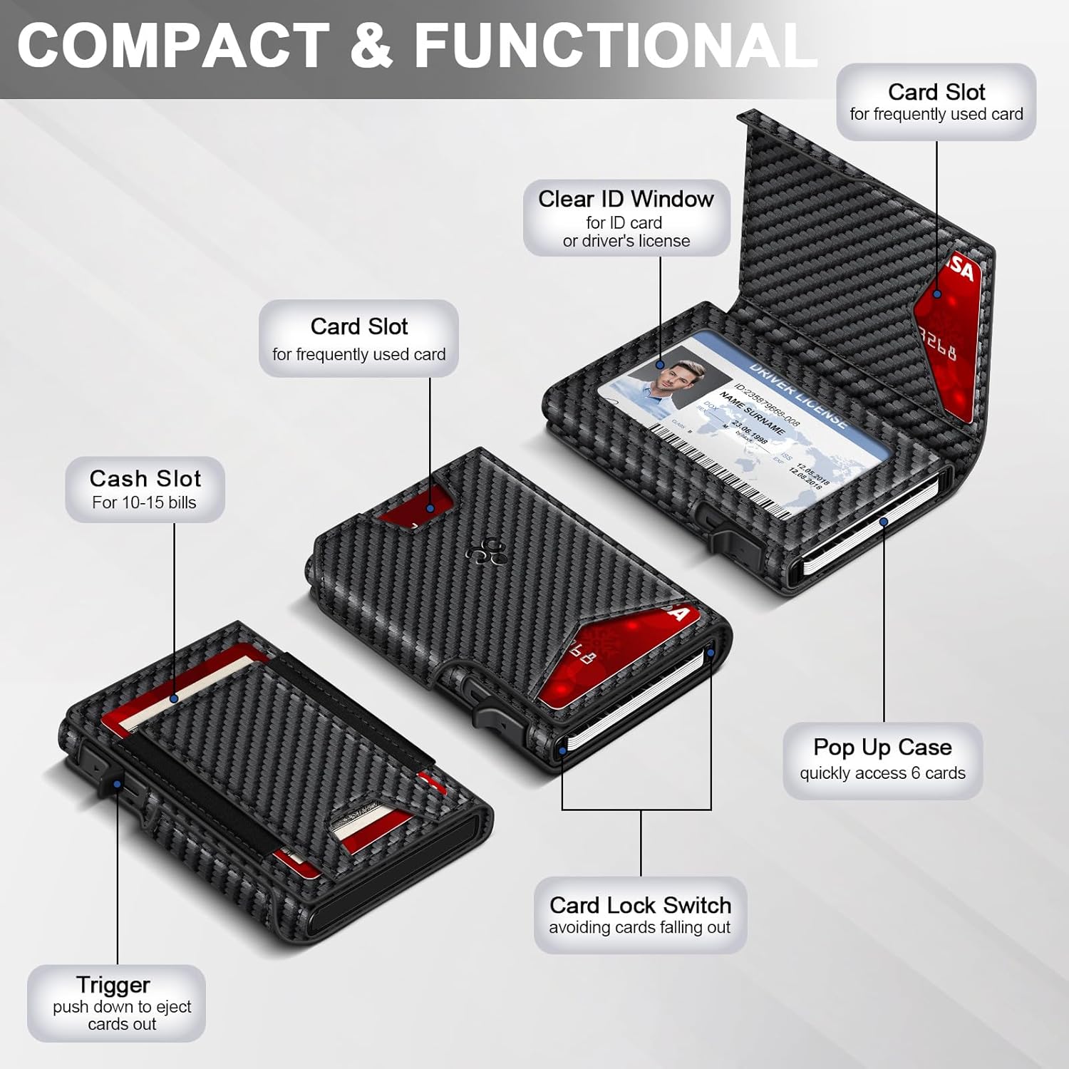 RFID Slim Wallet for Men with Pop - Up Card Holder & ID Slot - Abbycart