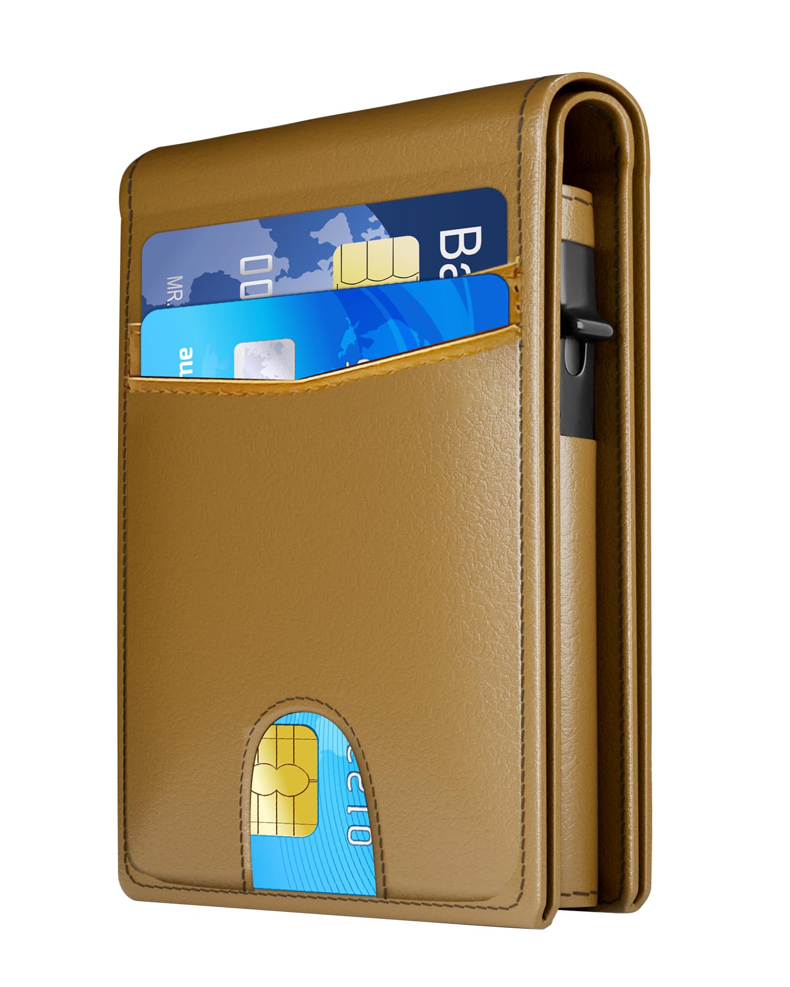 RFID Slim Wallet for Men with Pop - Up Card Holder & Money Clip – Front Pocket Leather Bifold Wallet with ID Window - Abbycart