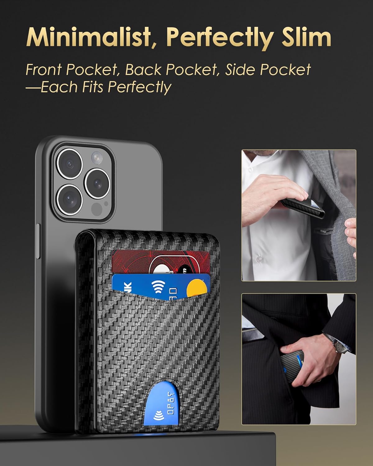 RFID Slim Wallet for Men with Pop - Up Card Holder & Money Clip – Front Pocket Leather Bifold Wallet with ID Window - Abbycart