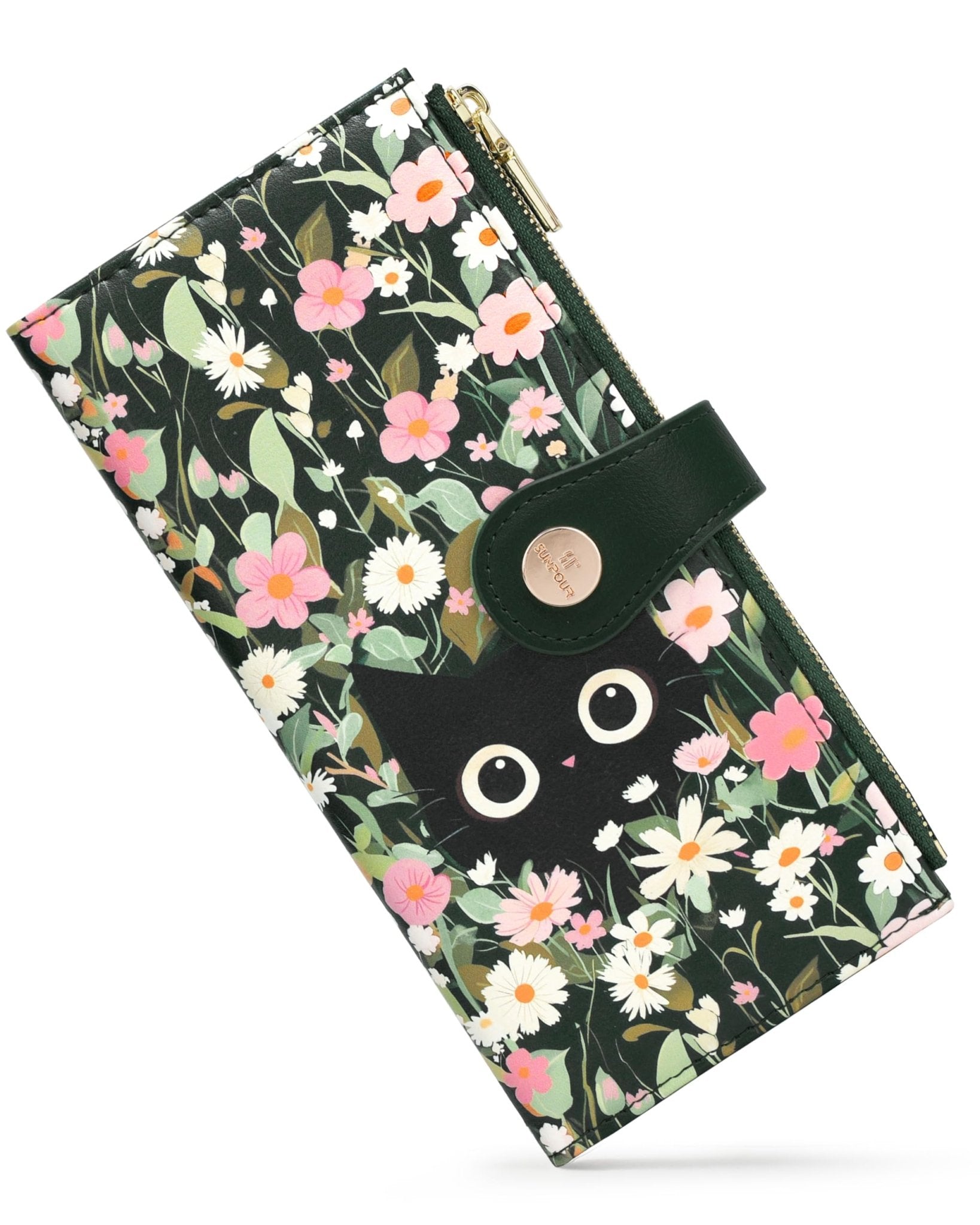 RFID Slim Wallet for Women with 12 Card Slots & Coin Pocket