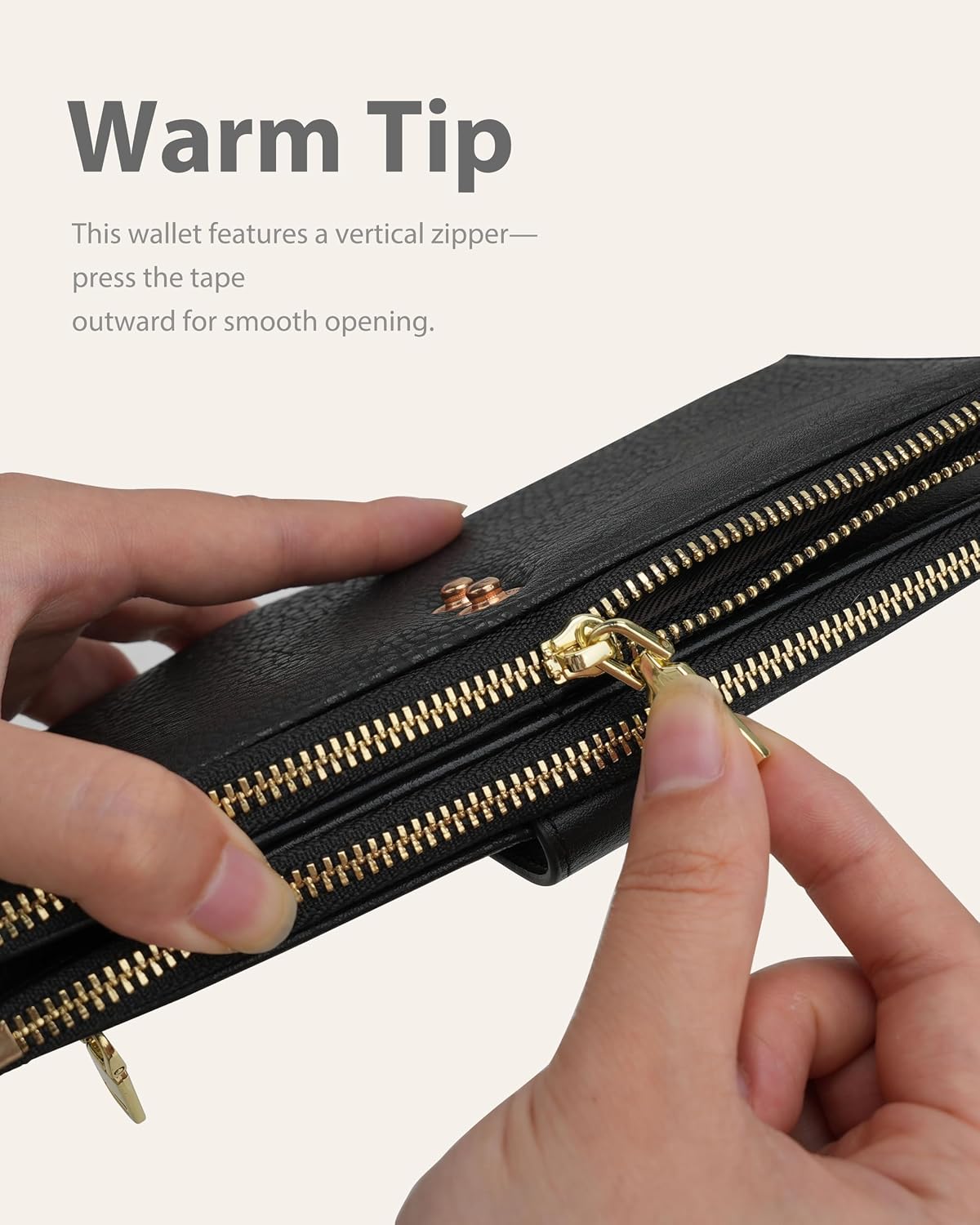 Women’s Wallet,Thin RFID Blocking Leather Wallet for Women Credit Card Holder Travel Wallet with Zipper Pocket (Black)