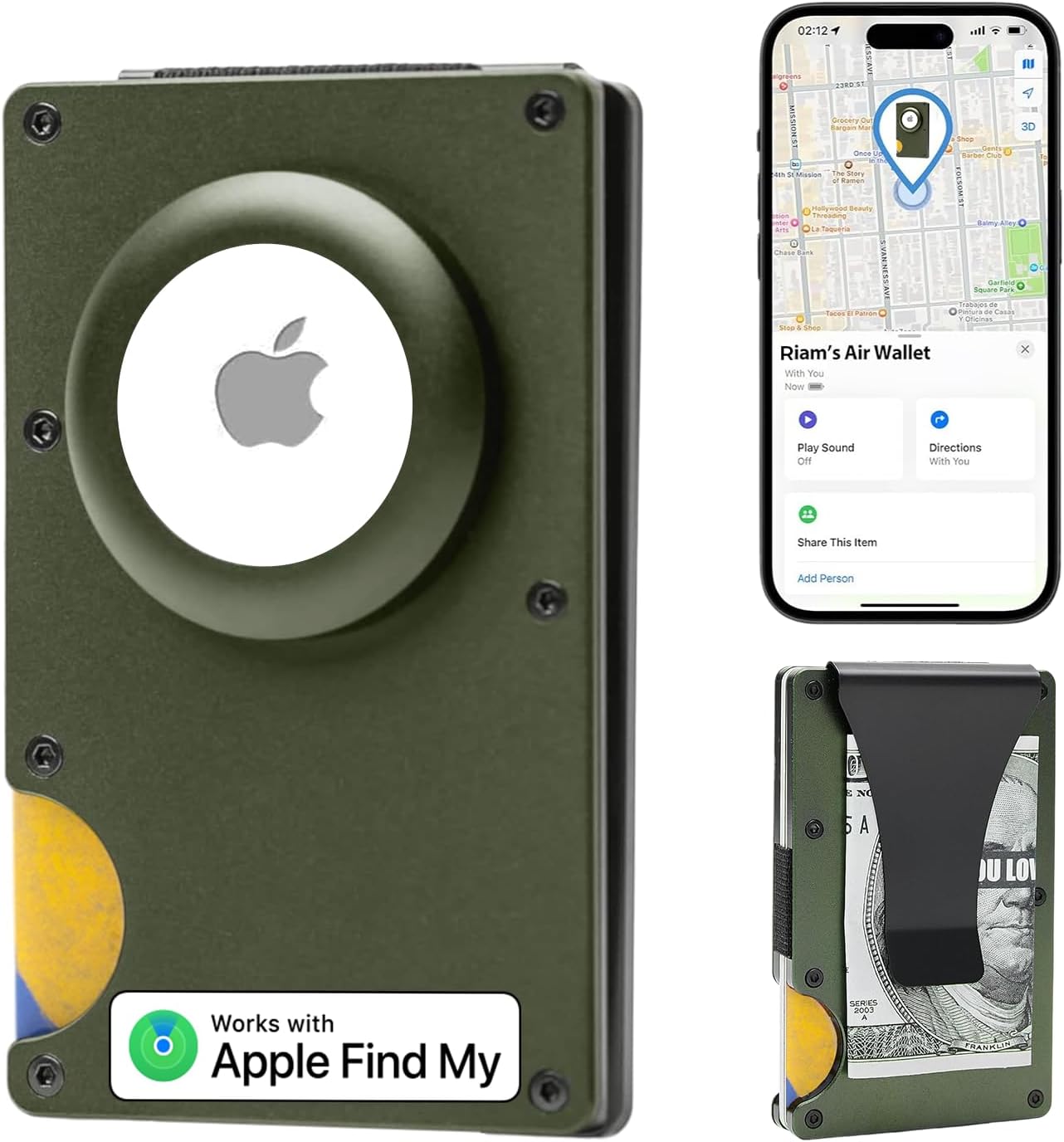 RFID Slim Wallet with AirTag Holder – Minimalist Card Case - Abbycart