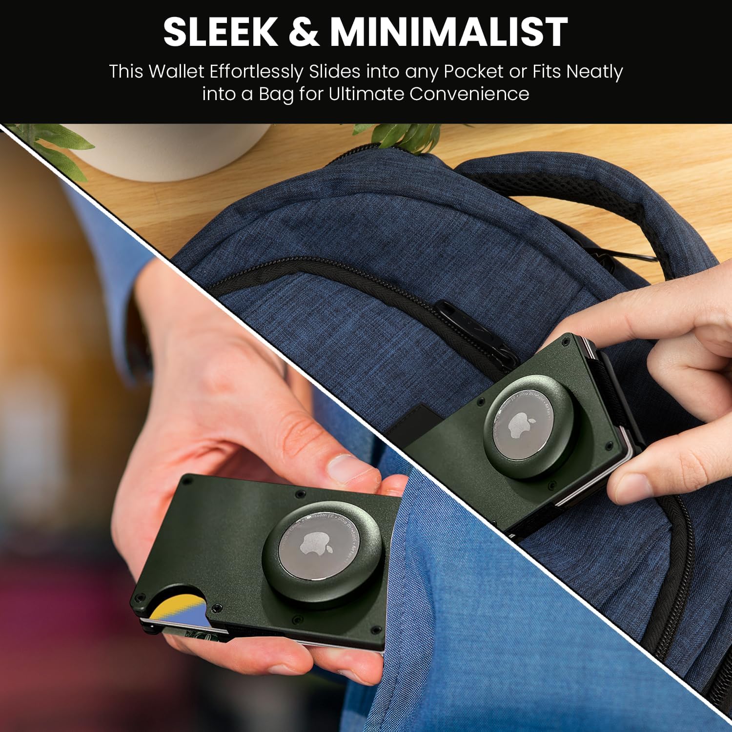 RFID Slim Wallet with AirTag Holder – Minimalist Card Case - Abbycart