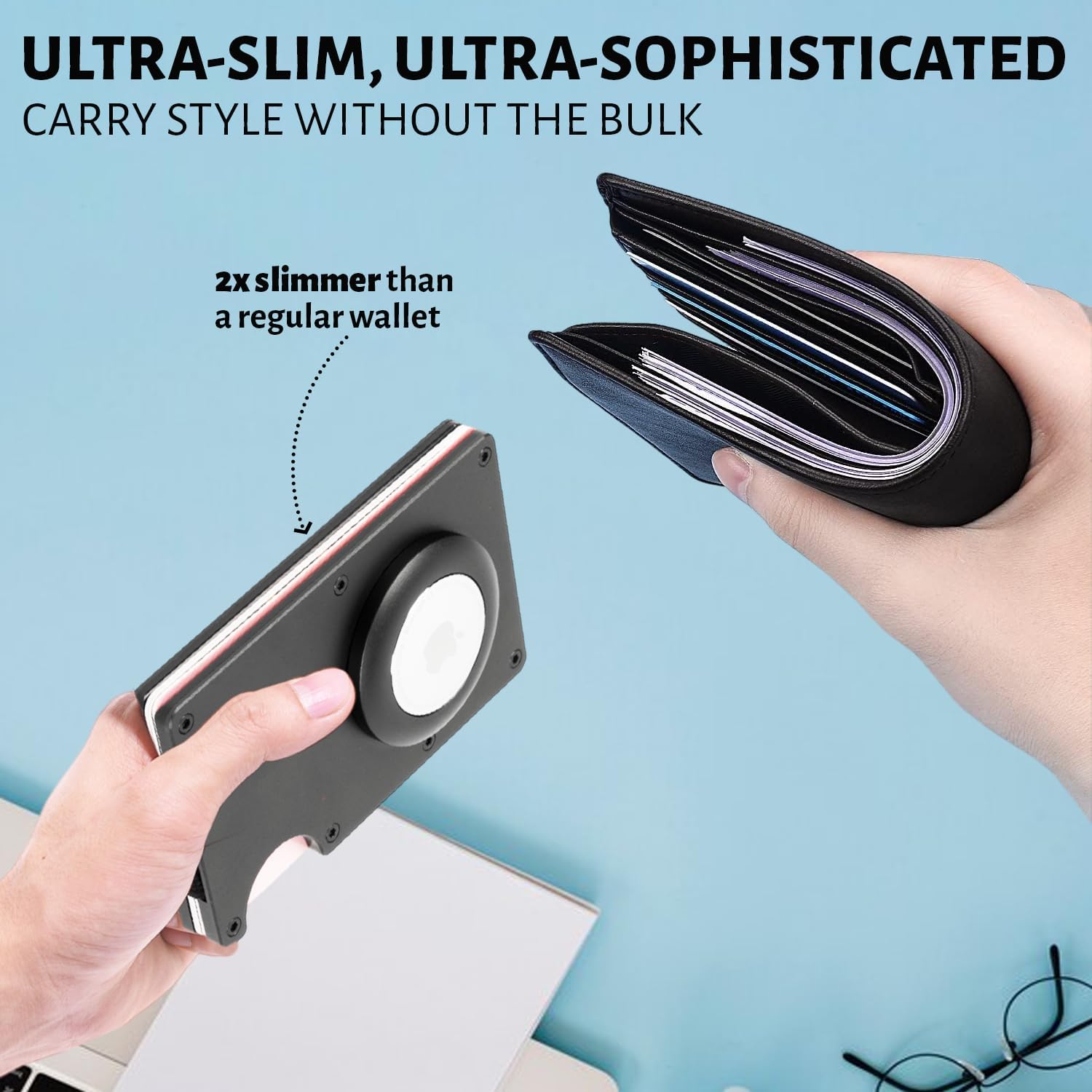 RFID Slim Wallet with AirTag Holder – Minimalist Card Case - Abbycart