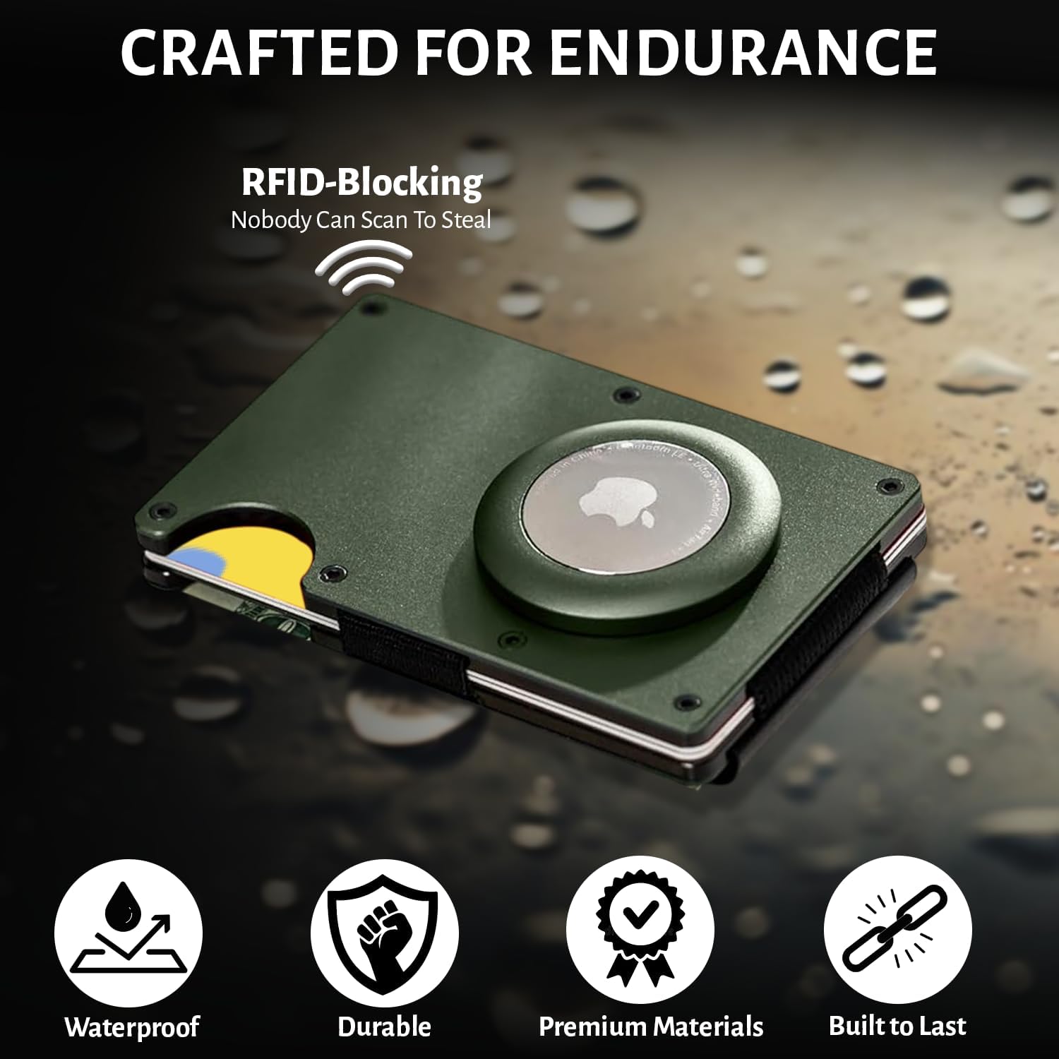 RFID Slim Wallet with AirTag Holder – Minimalist Card Case - Abbycart