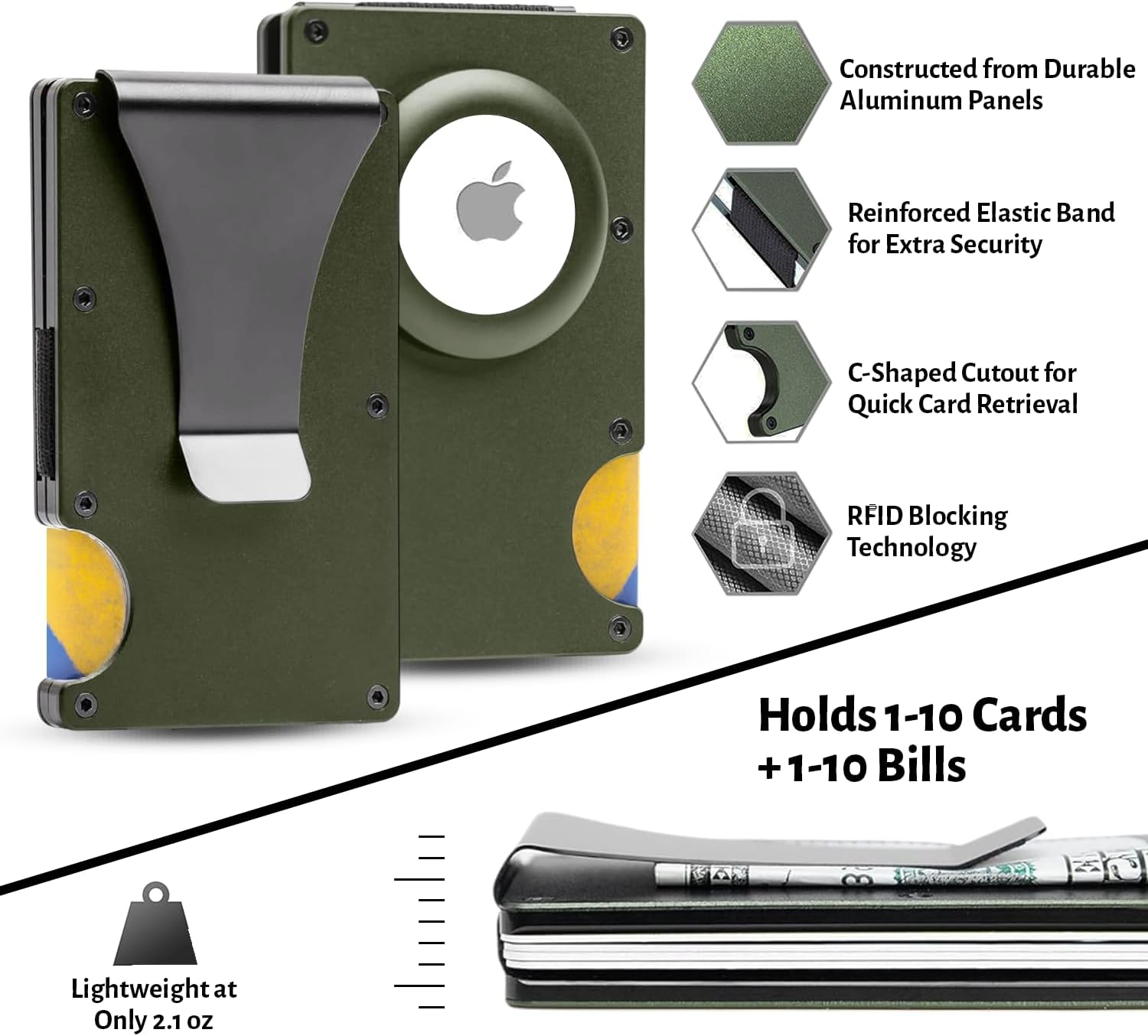 RFID Slim Wallet with AirTag Holder – Minimalist Card Case - Abbycart