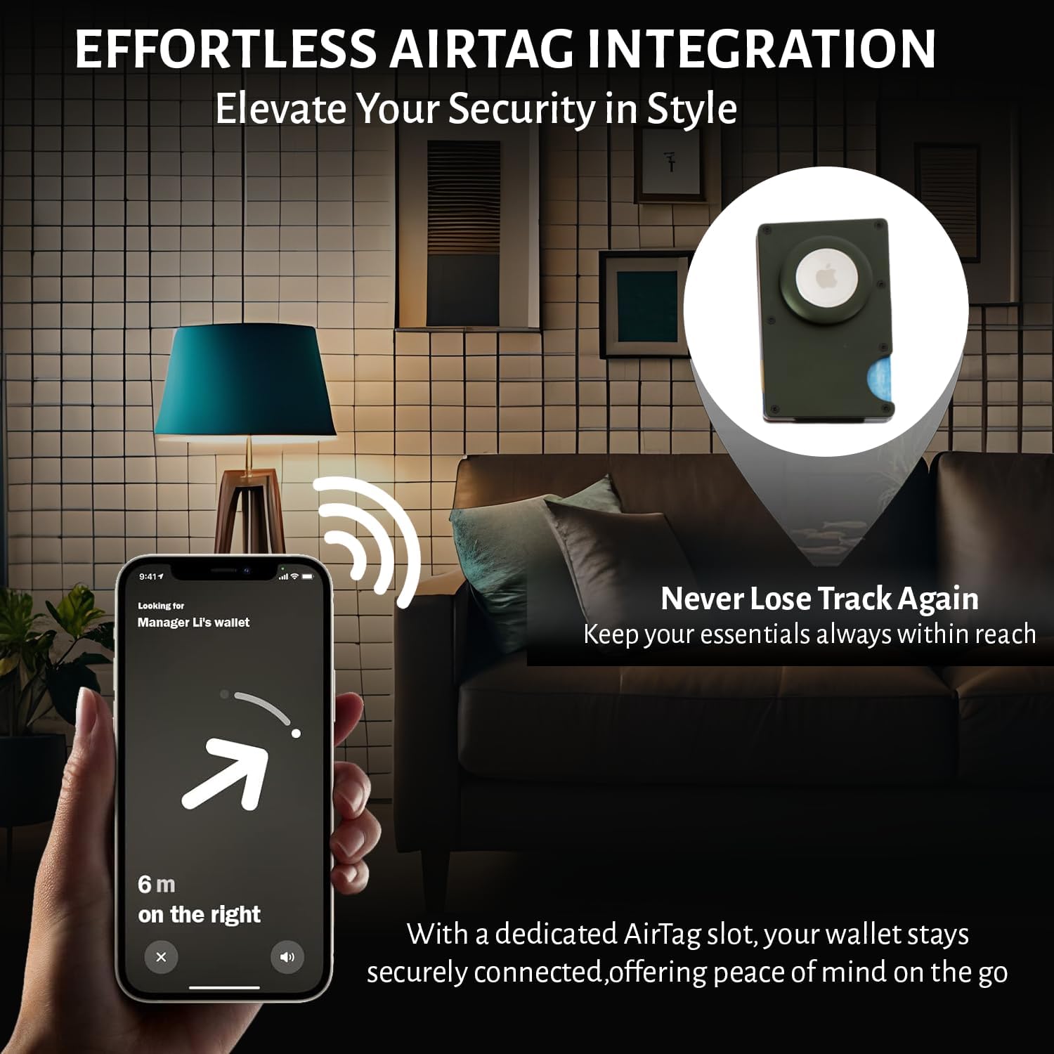 RFID Slim Wallet with AirTag Holder – Minimalist Card Case - Abbycart