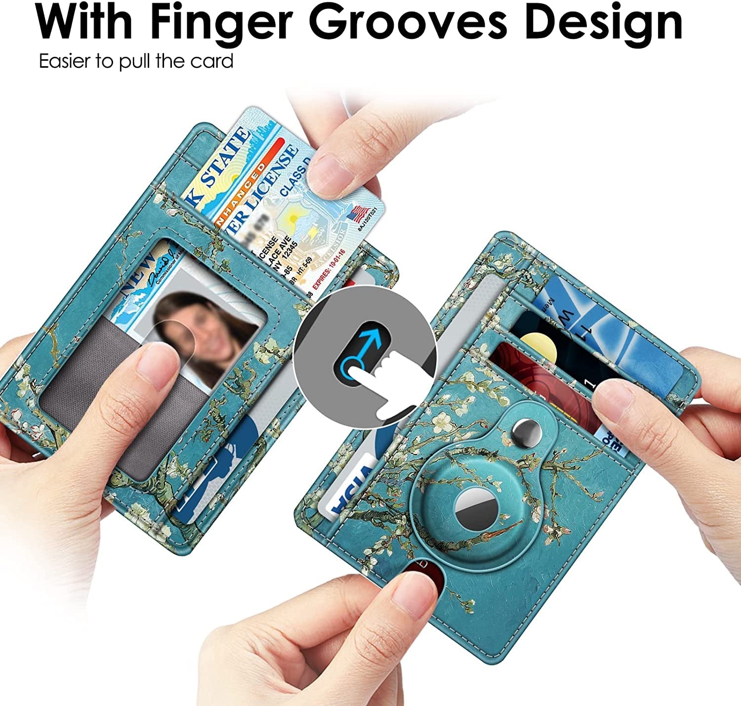 RFID Slim Wallet with AirTag Holder - Minimalist PU Leather Front Pocket Wallet - Abbycart