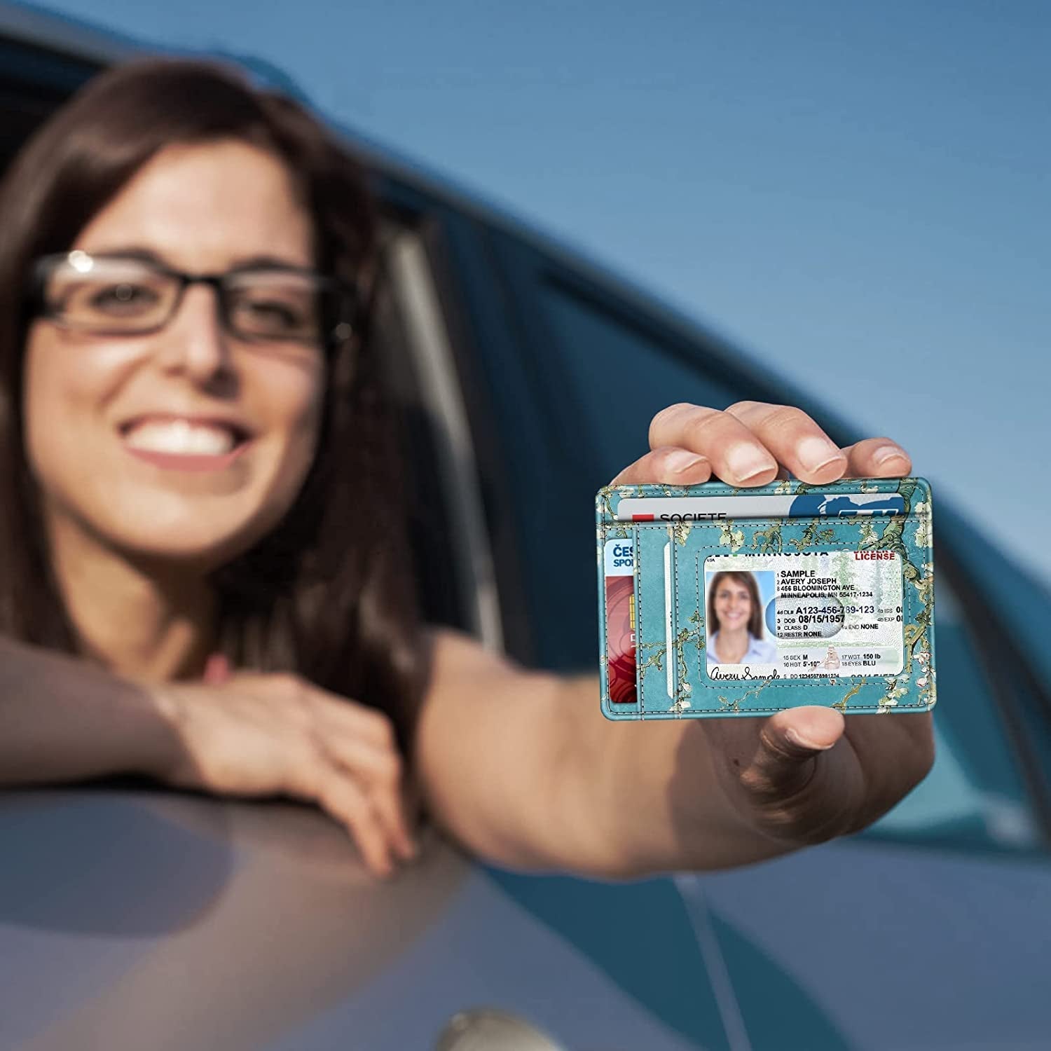 RFID Slim Wallet with AirTag Holder - Minimalist PU Leather Front Pocket Wallet - Abbycart