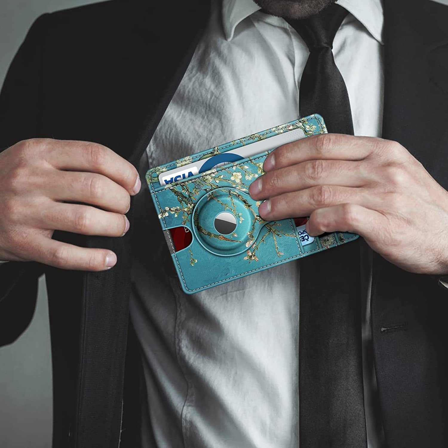 RFID Slim Wallet with AirTag Holder - Minimalist PU Leather Front Pocket Wallet - Abbycart