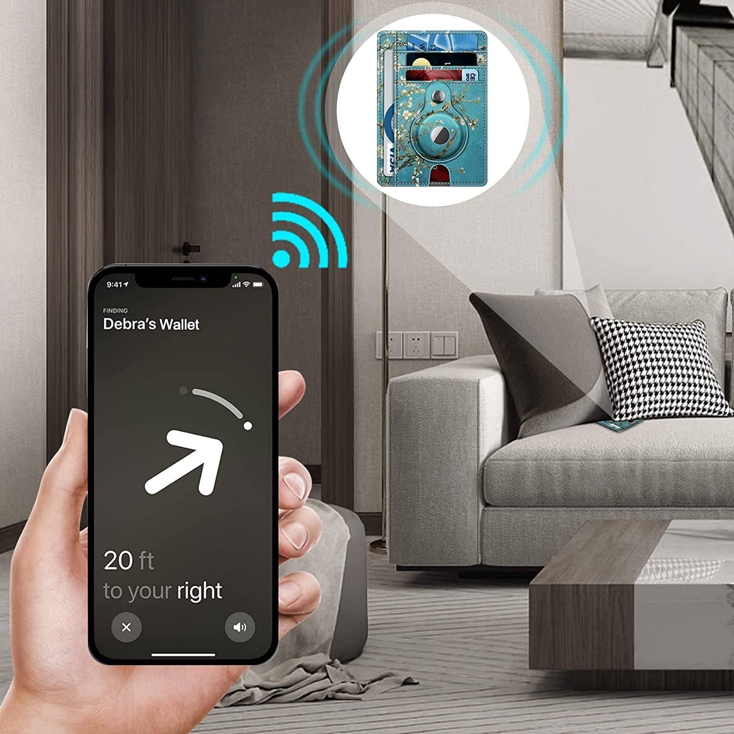 RFID Slim Wallet with AirTag Holder - Minimalist PU Leather Front Pocket Wallet - Abbycart