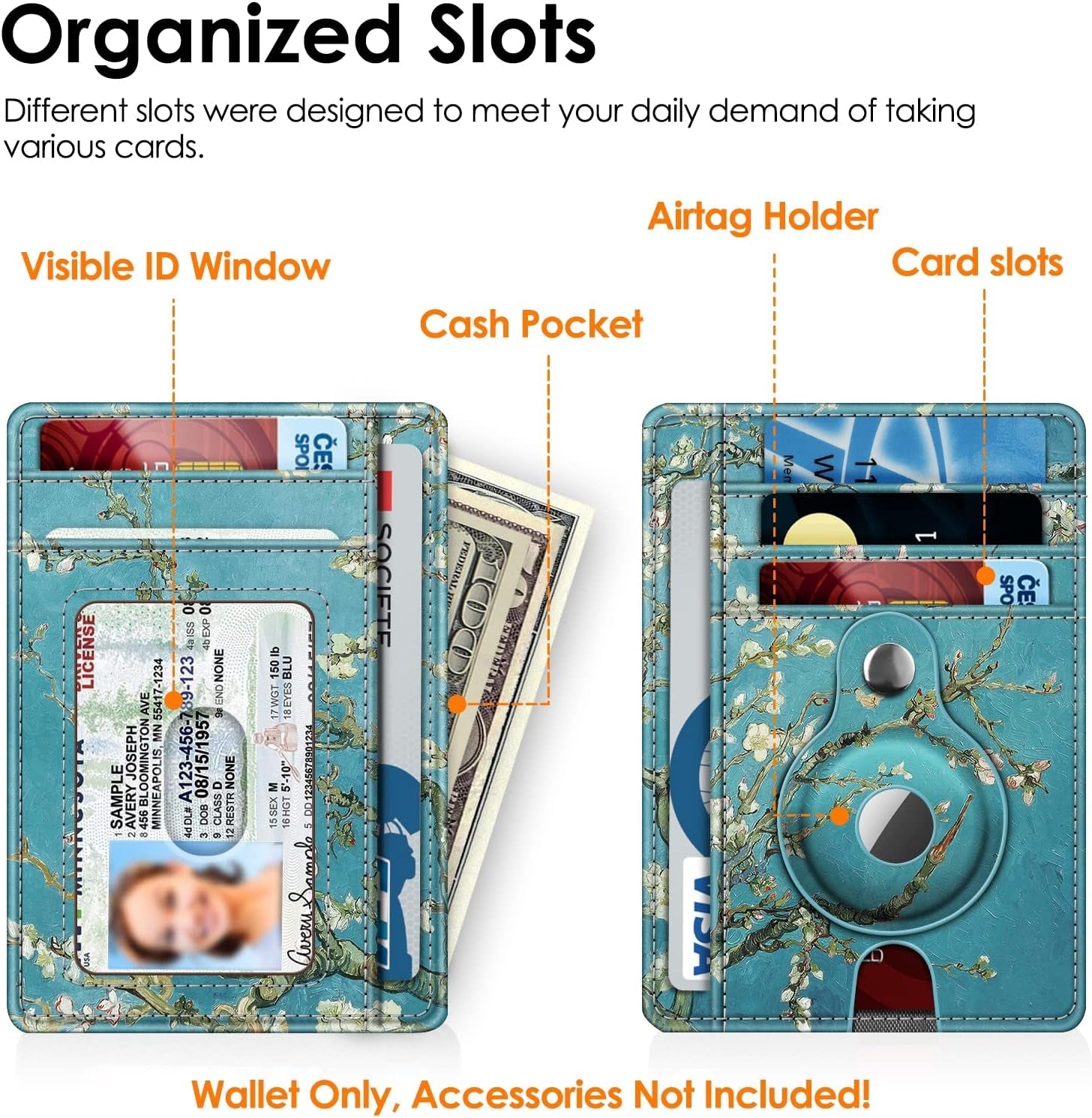 RFID Slim Wallet with AirTag Holder - Minimalist PU Leather Front Pocket Wallet - Abbycart