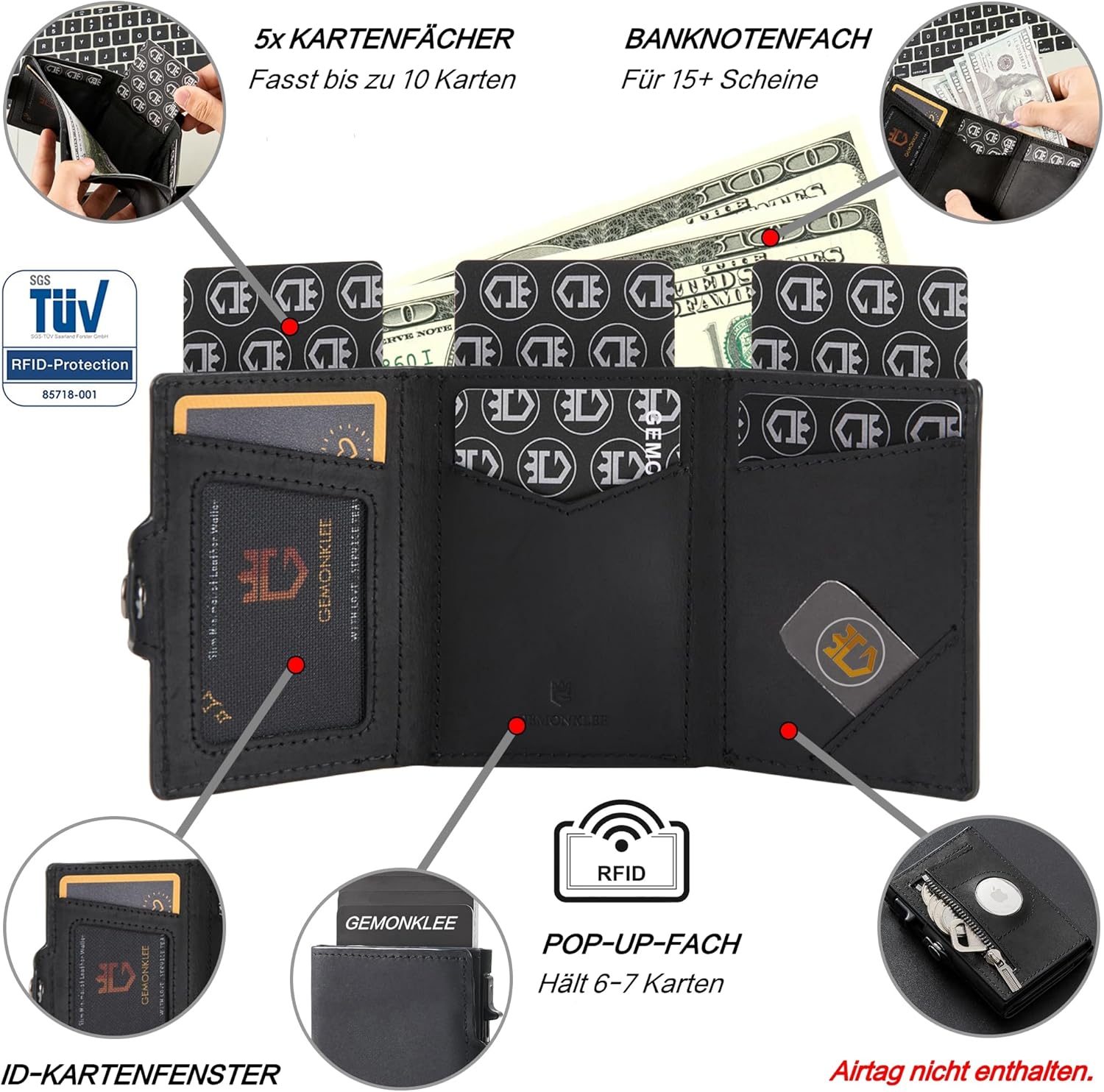 RFID Wallet for Men with AirTag Holder – Slim & Secure Design - Abbycart