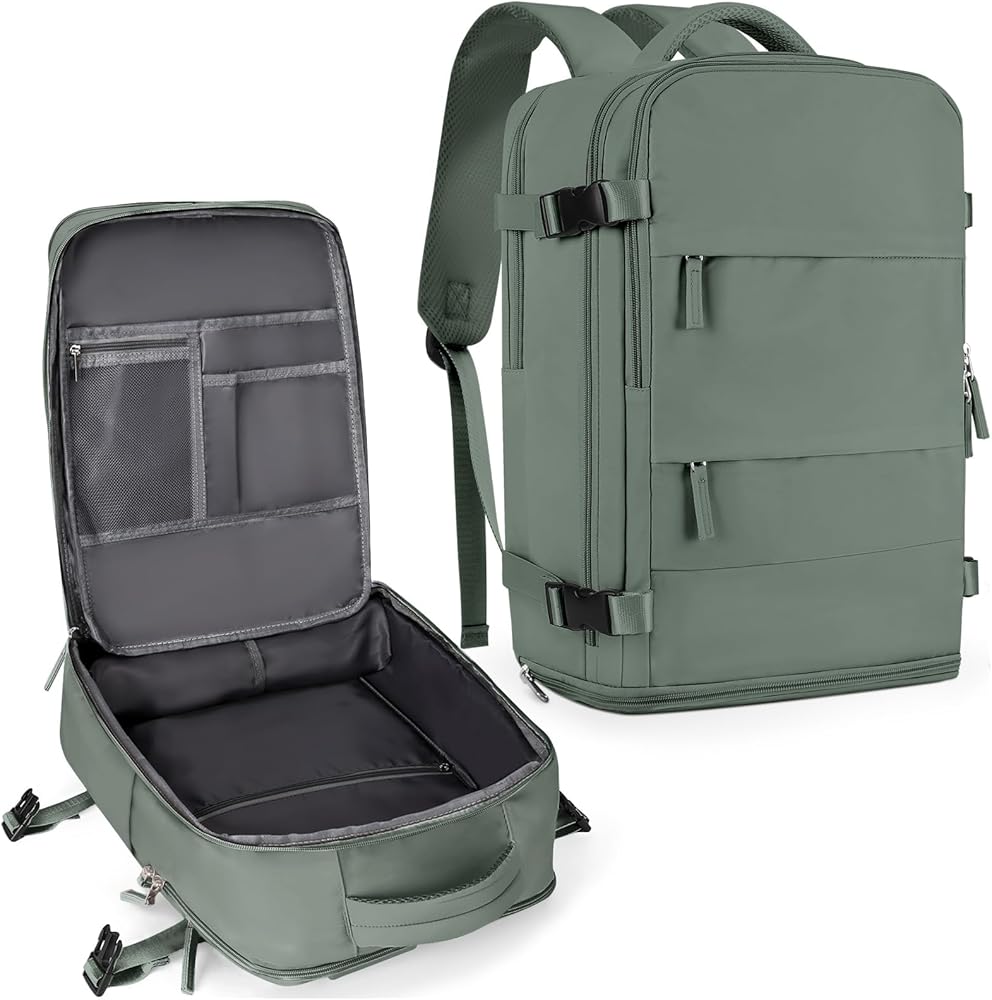 30L Water Resistant Travel Backpack with Shoe & Wet Compartments