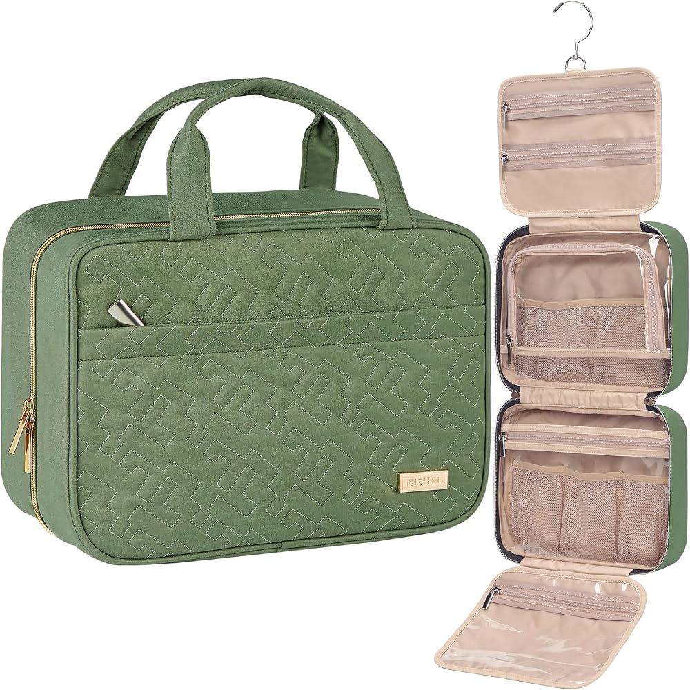 Compact Hanging Toiletry Bag for Women, 6.1L Travel Cosmetic Organizer