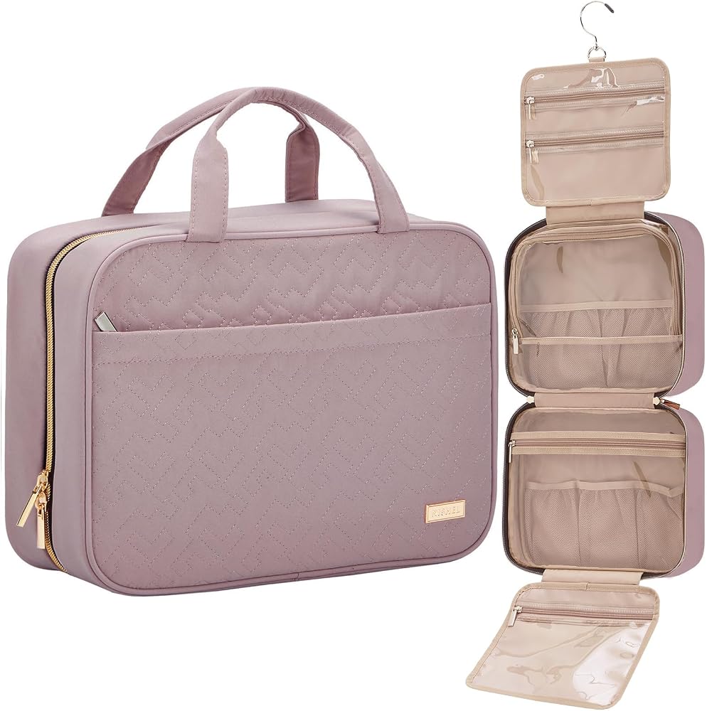 Large Hanging Toiletry Bag for Travel, 4-Compartment Cosmetic Organizer