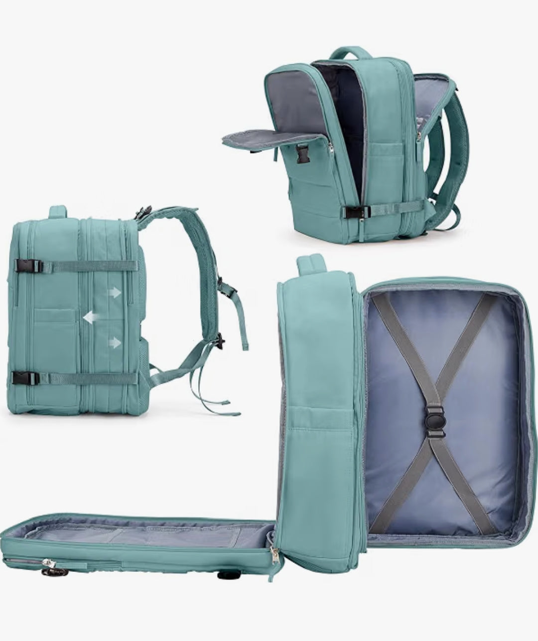 45L Expandable Travel Backpack with Laptop & Shoe Compartment