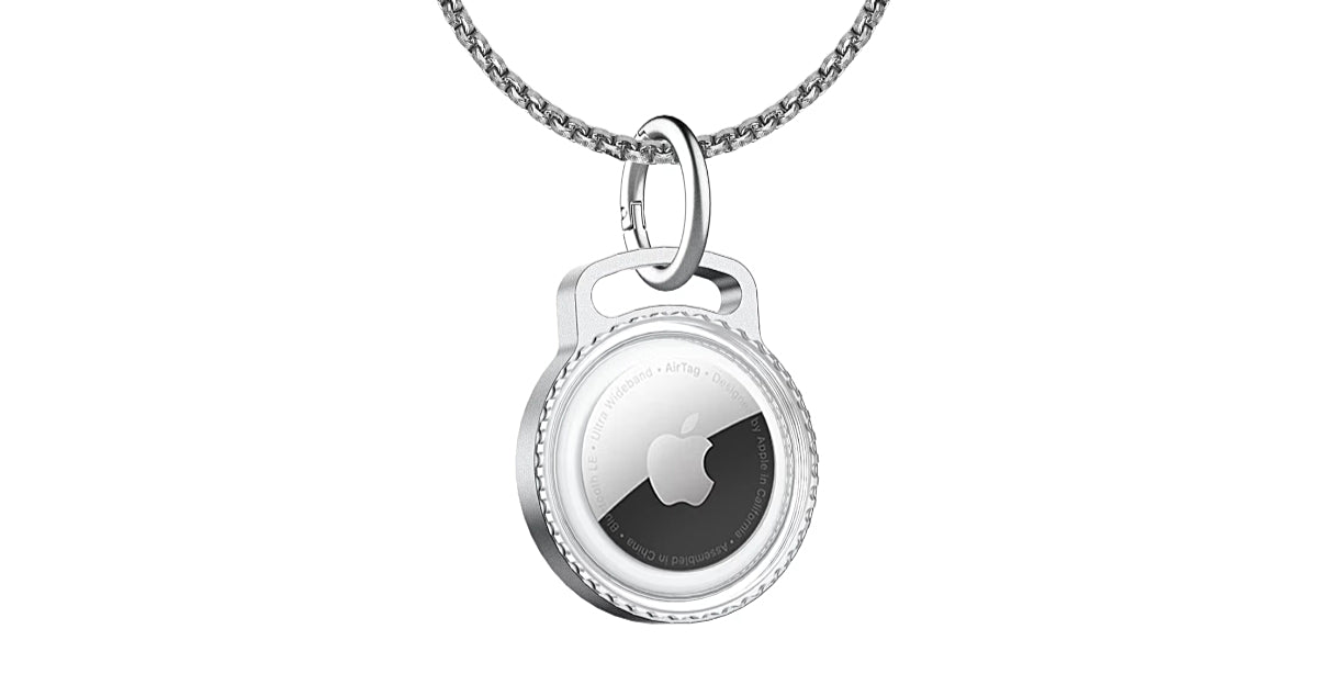 Elegant Titanium AirTag Necklace – Adjustable Chain with Rhinestone Accents for Style & Security