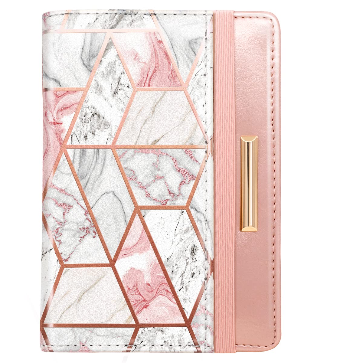 Rose Gold RFID Passport Holder for Women with Card Slots