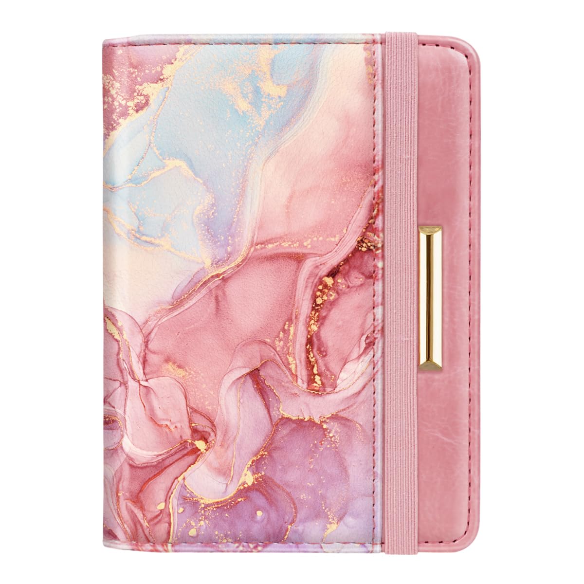 Rose Gold RFID Passport Holder for Women with Card Slots