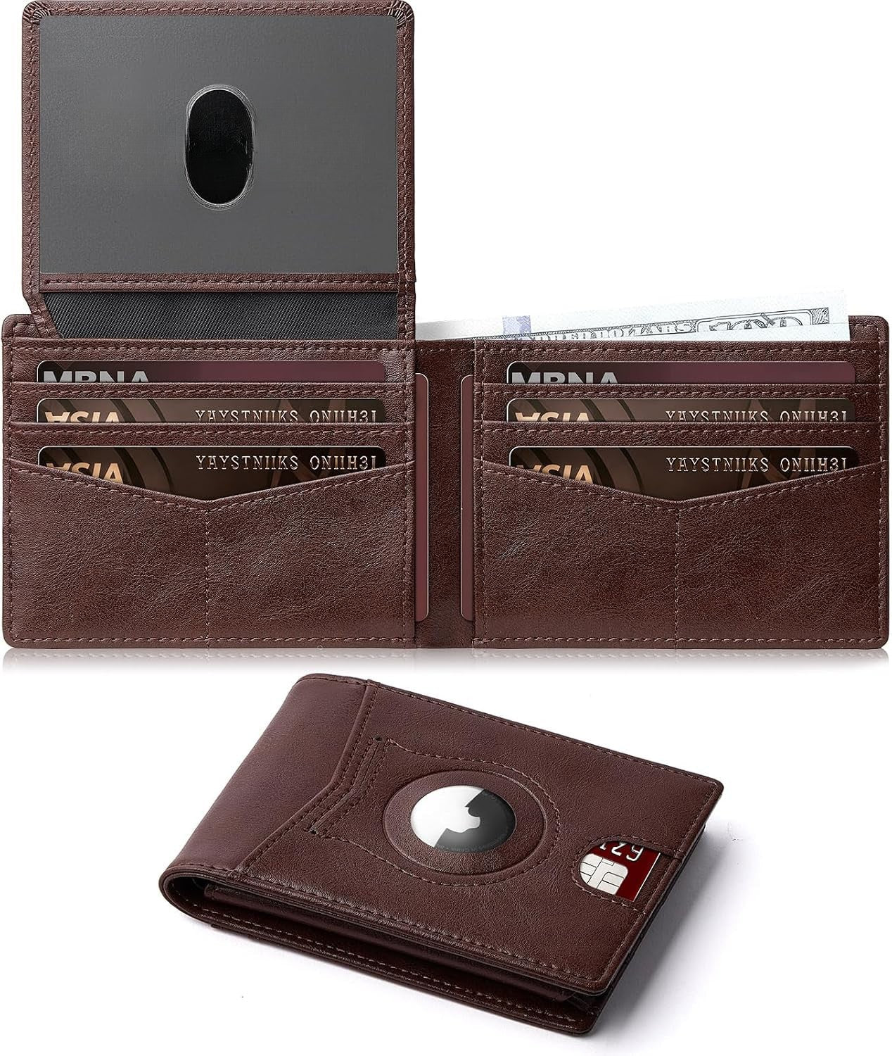 Slim AirTag Wallet for Men RFID Blocking Carbon Fiber Bifold